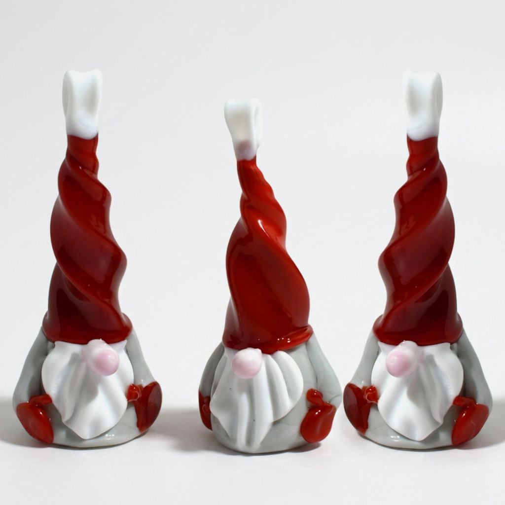 Set of three Murano glass Nonno Gnome figurines, colorful holiday ornaments for seasonal decorating by MyItalianDecor.