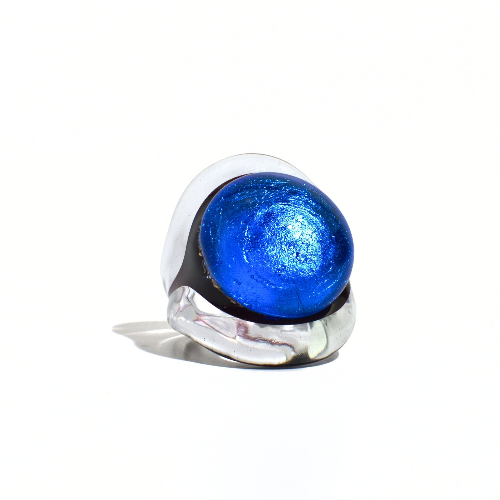 Green Murano glass Occhio statement ring by MyItalianDecor, featuring vibrant glass art in a stylish ring design.