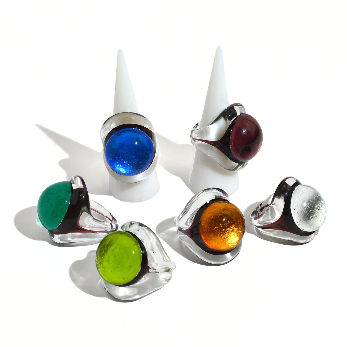 Murano Glass Occhio Statement Rings, Made in Italy