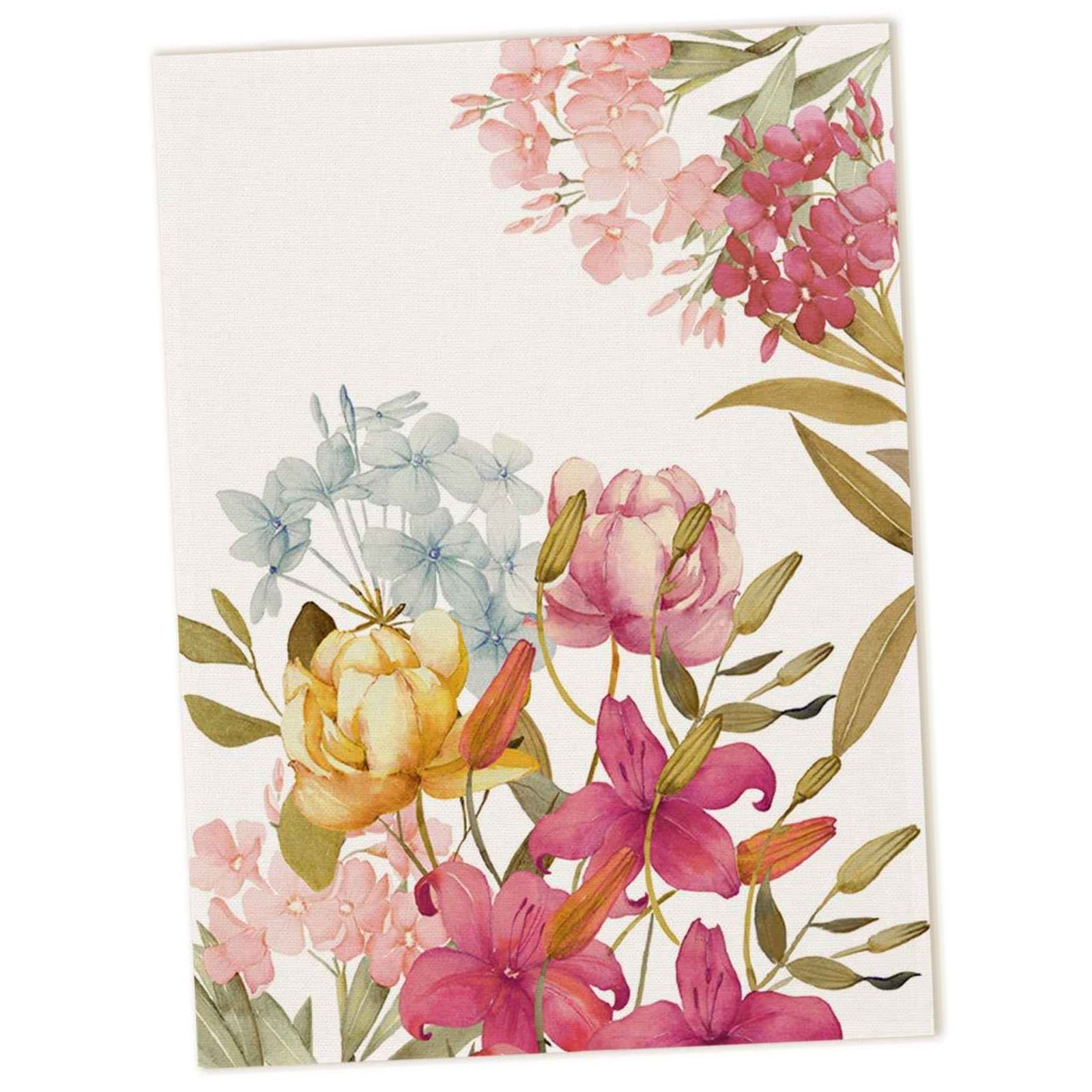 Floral linen kitchen towel with Italian-inspired design, made by My Italian Decor, perfect for table linens and kitchen decor.
