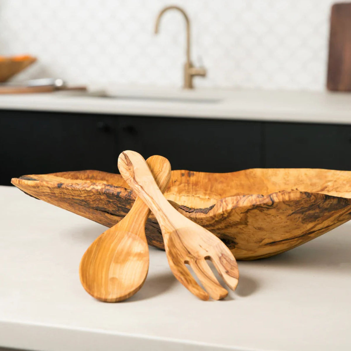 Italian Olivewood Salad Servers - Made in Italy