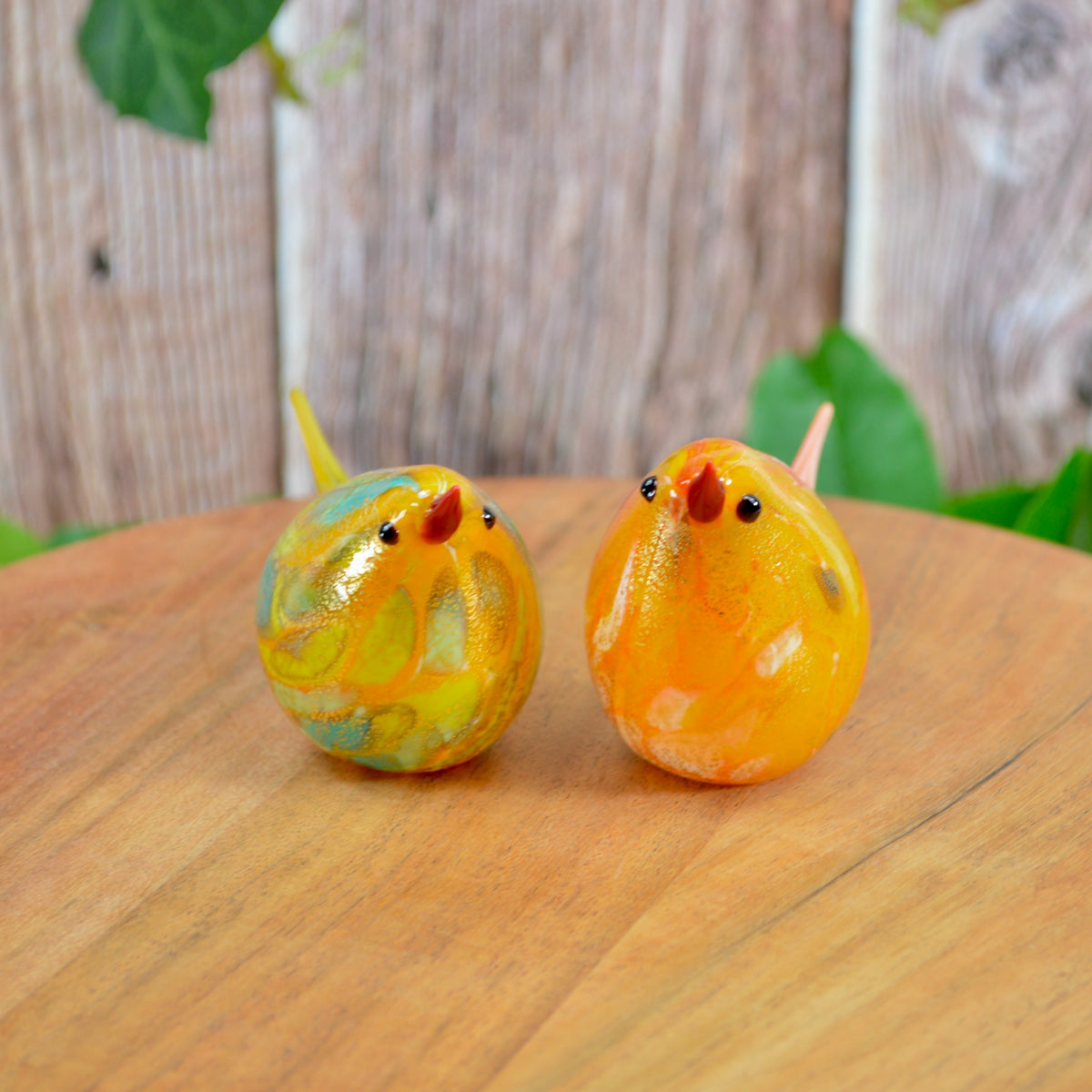 Murano Blown Glass Chirpie Bird, Figurine, Eliza, Orange, Made in Italy
