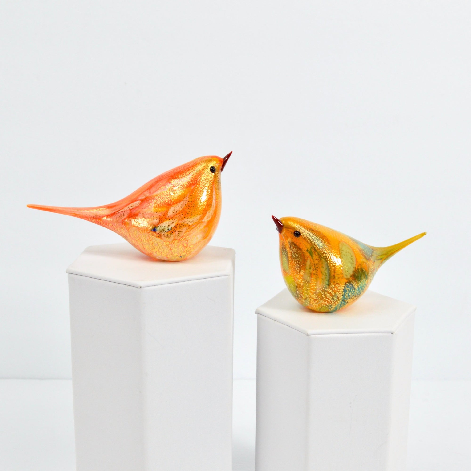 Murano Blown Glass Chirpie Bird, Figurine, Eliza, Orange, Made in Italy - My Italian Decor