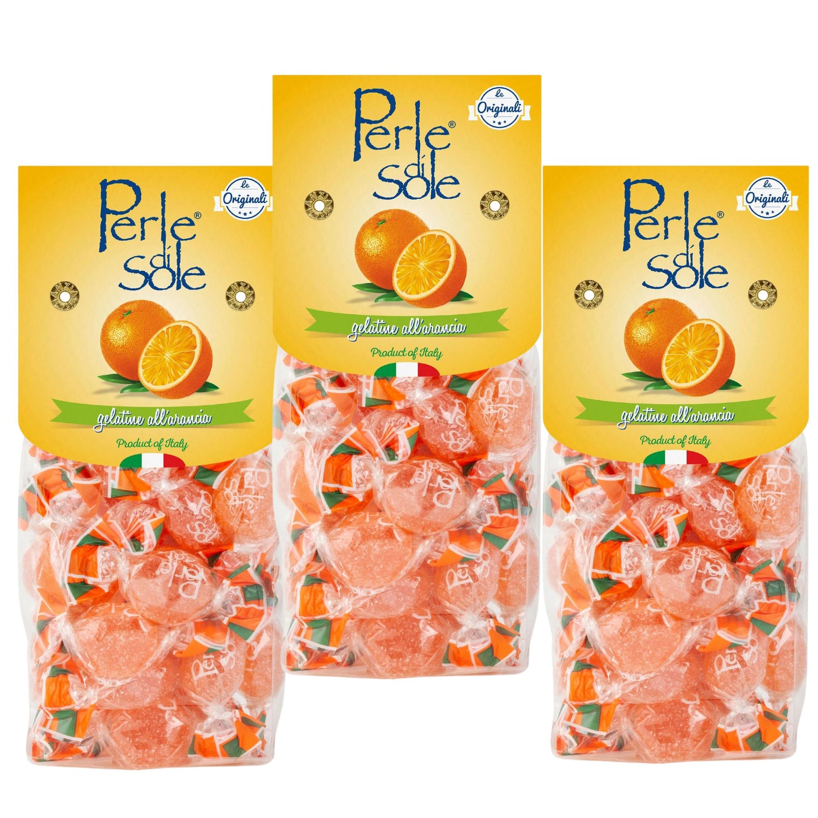 Perle di Sole, Orange Gelee Candies, 3 Bag Set, Made in Italy - My Italian Decor