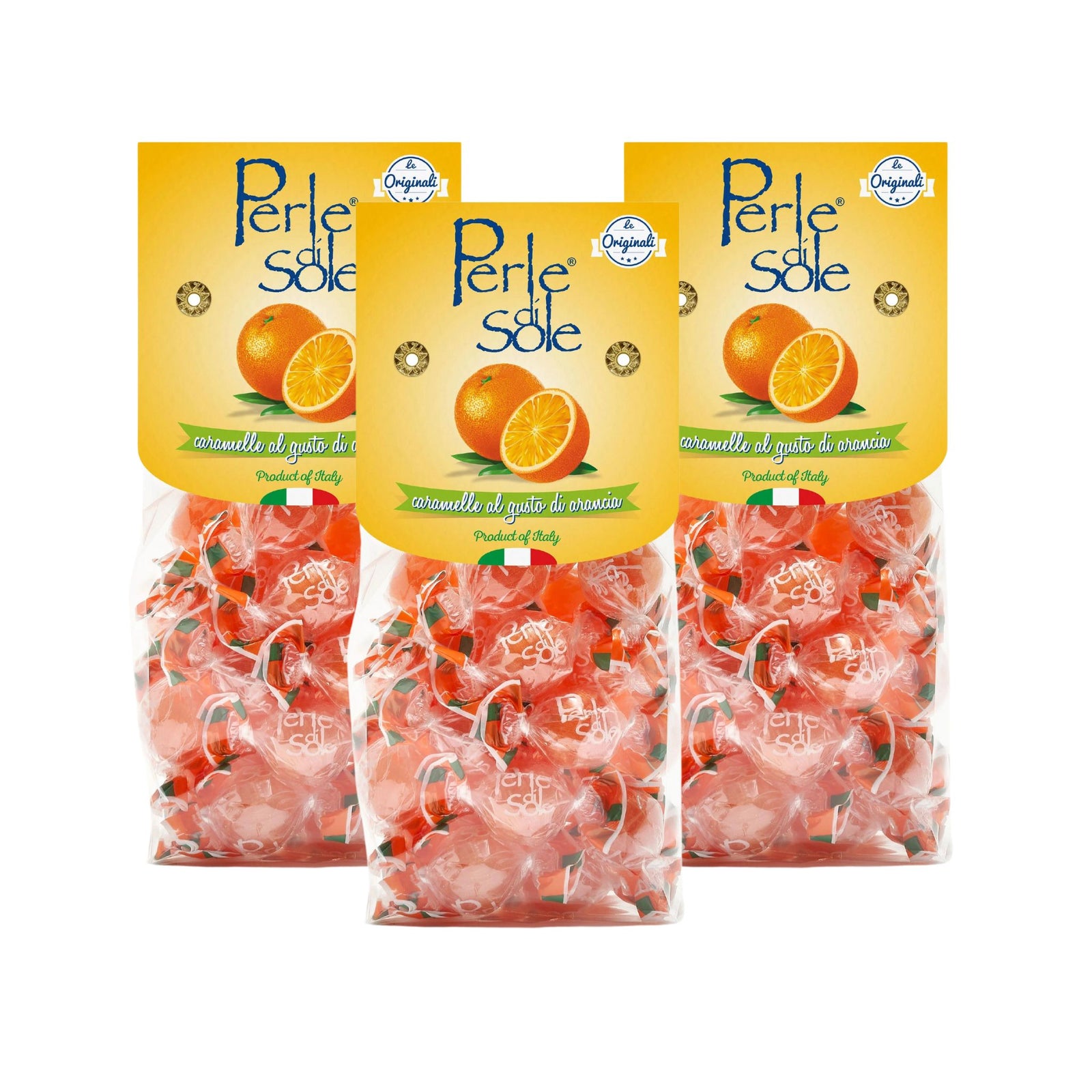 Perle di Sole, Orange Hard Candies, 3 Bag Set, Made in Italy - My Italian Decor