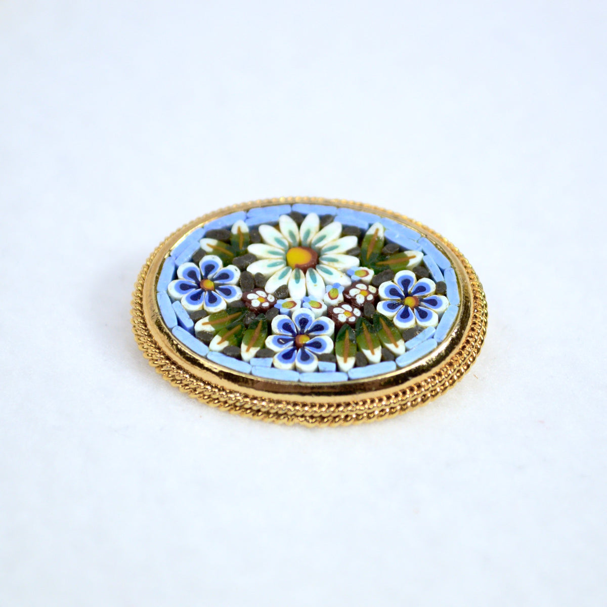 Florentine Mosaic Oval Brooch, Lapel Pin, Made in Italy - My Italian Decor