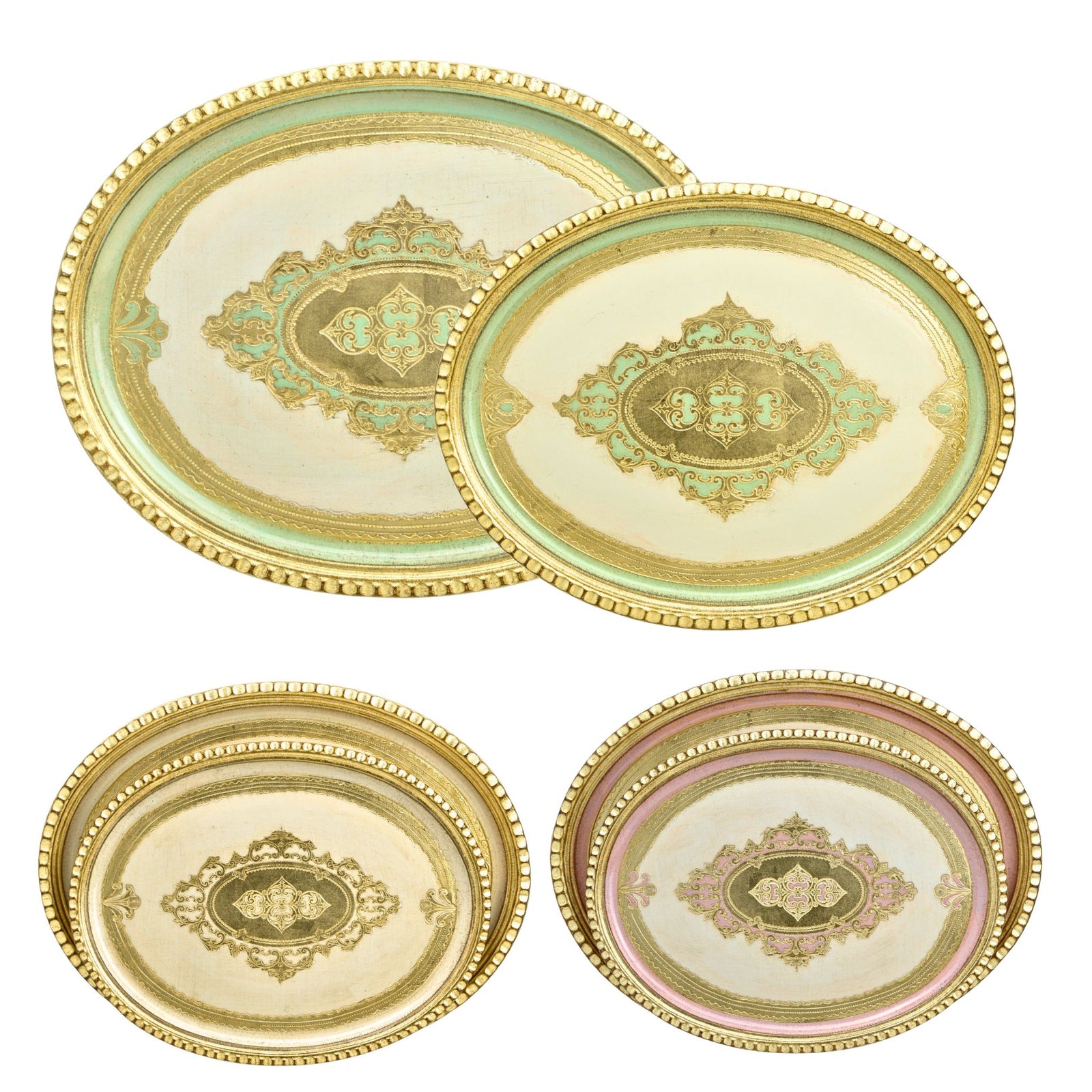 Florentine Wood Oval Tray with notched edge, L or M, Made in Italy - My Italian Decor