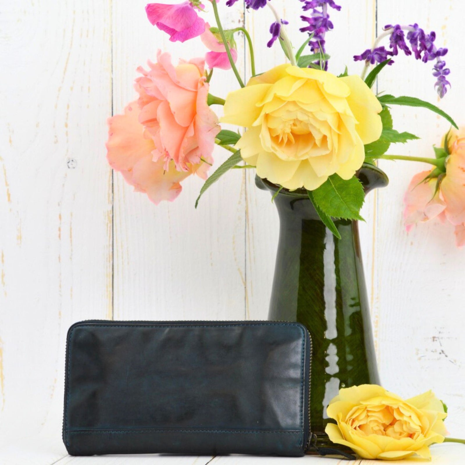 Italian leather wallet by My Italian Decor featuring a zip-around design and classic craftsmanship.