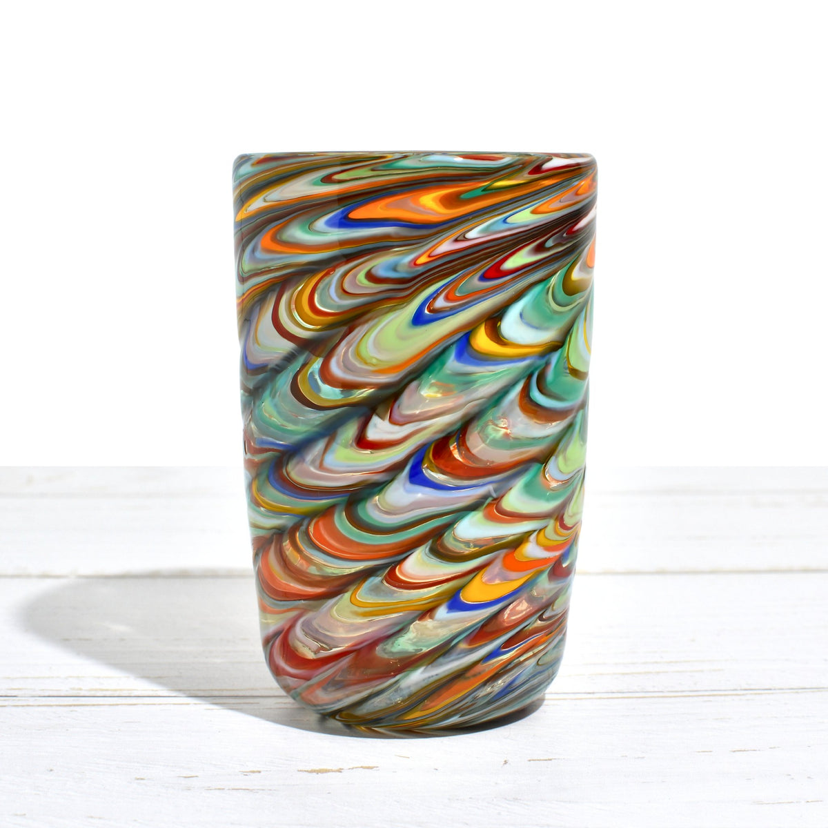 Pavone Murano Glass Tumbler, Multicolor Marbled Glass