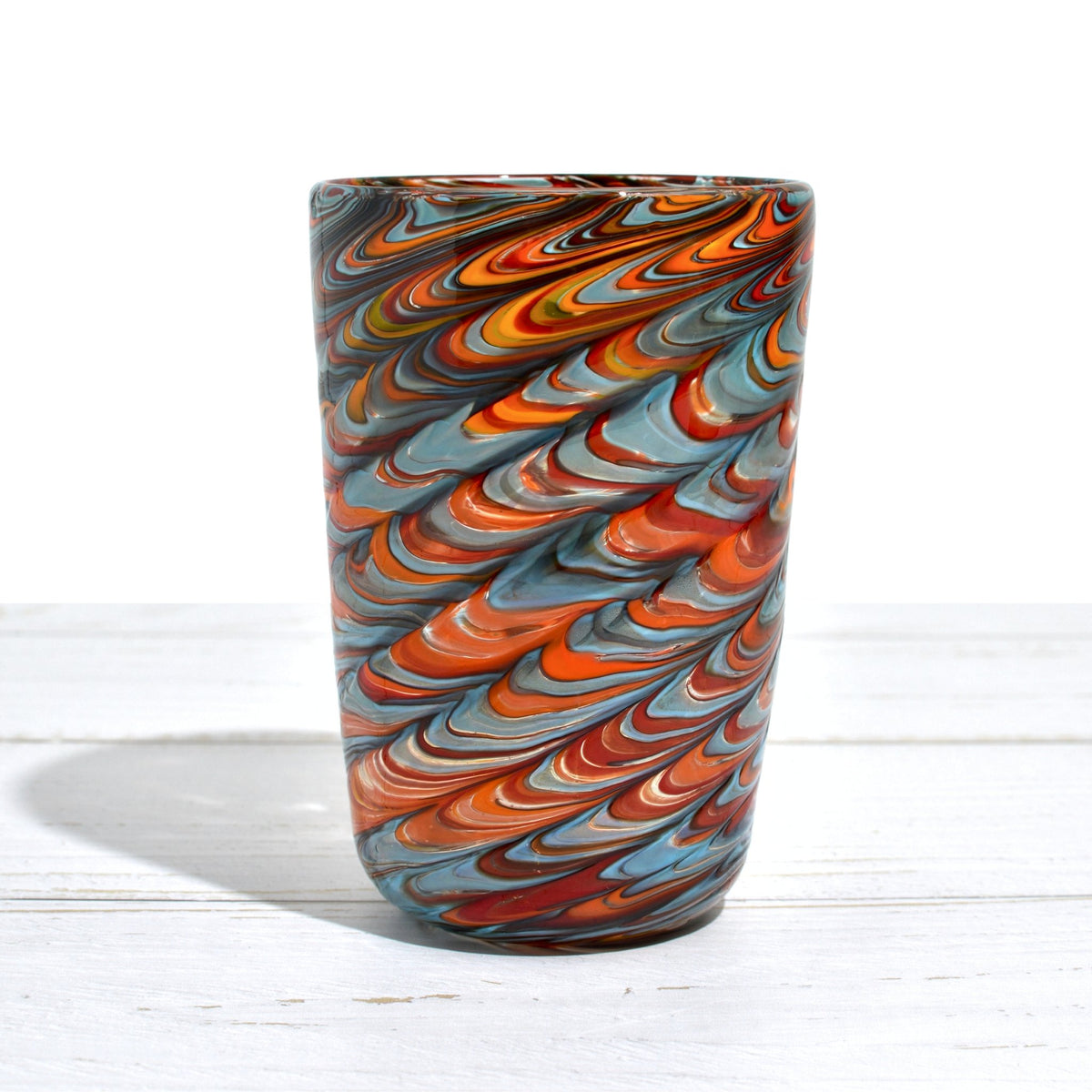 Pavone Murano Glass Tumbler, Multi-Dark Marbled Glass