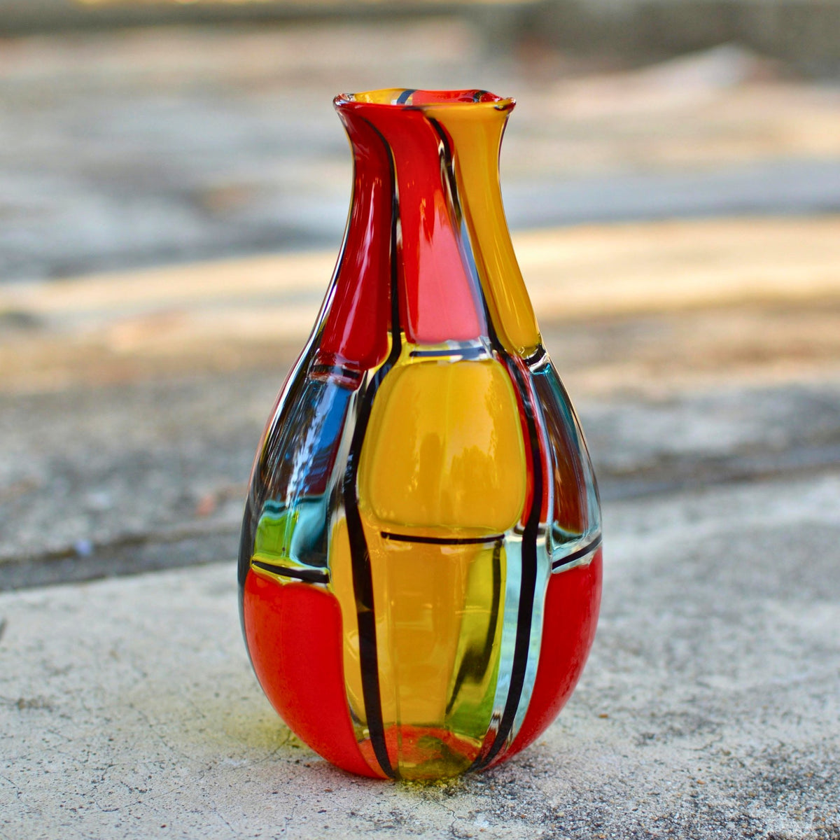 Murano Glass Pazzia Flower Vase, Made in Italy