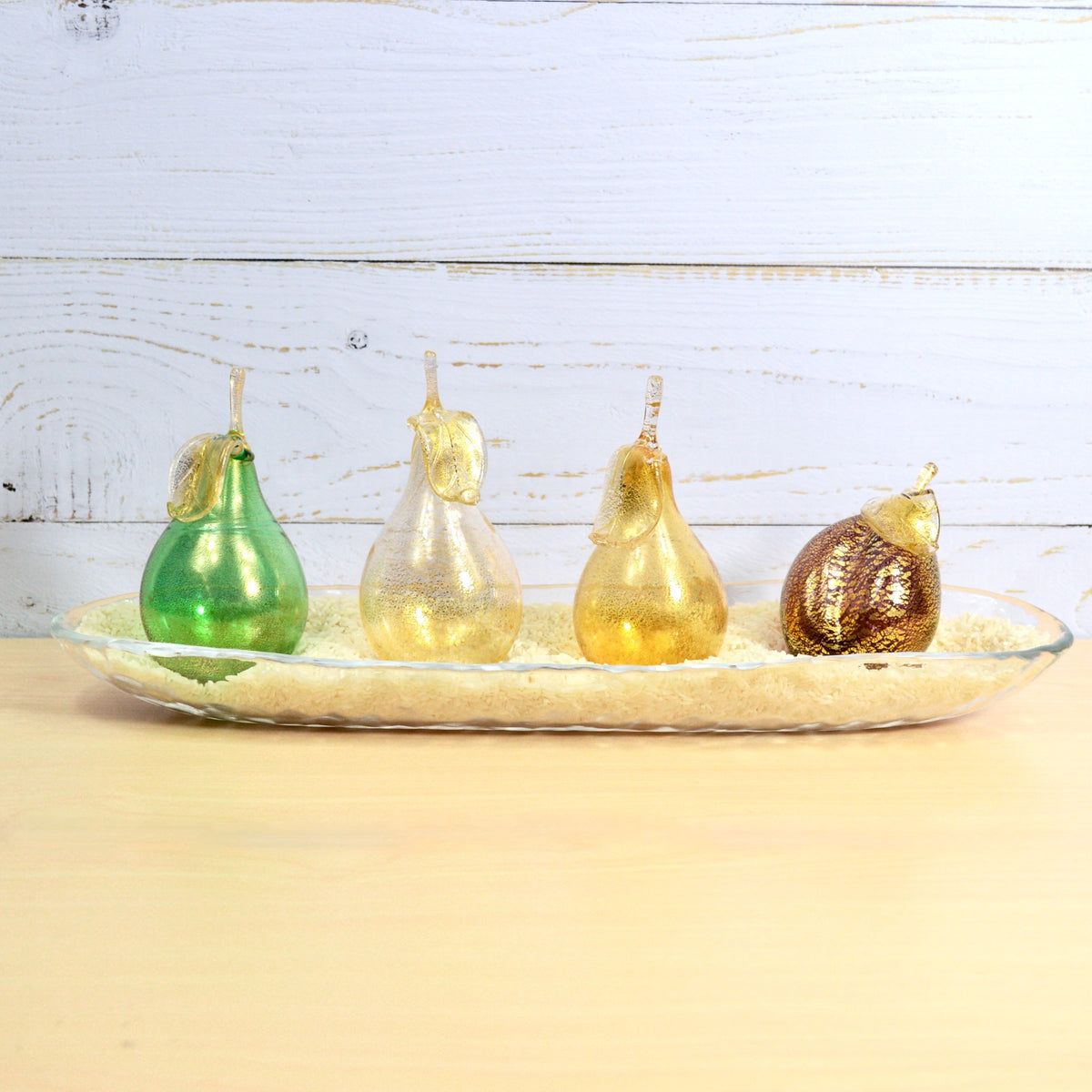 Murano Glass Life-Size Fruit Bundle, Pears and Plum - My Italian Decor