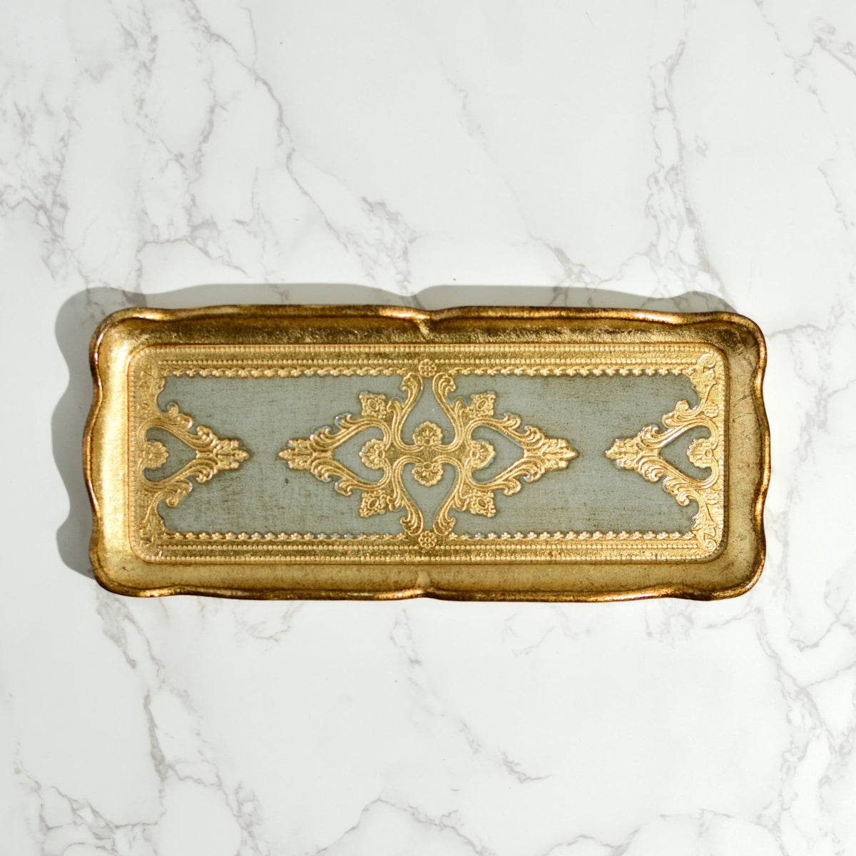 Florentine Carved Gilded Wood Narrow Tray, Made in Italy