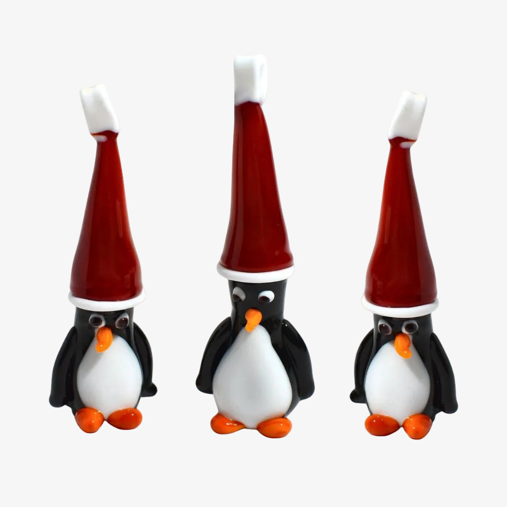 Set of three Murano glass penguin figurines, decorative holiday ornaments for seasonal decor from MyItalianDecor.