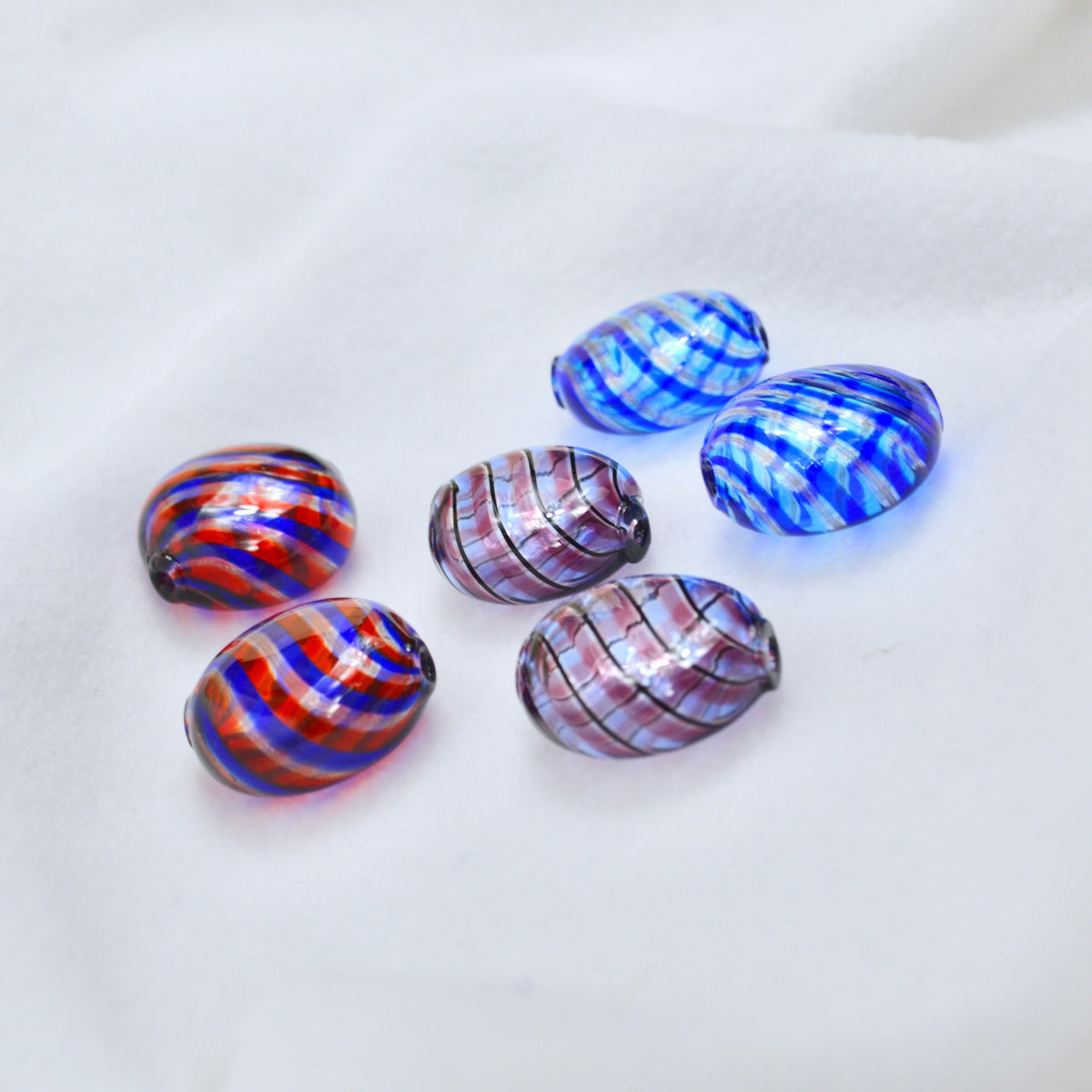 Murano Glass Filigrana Penny Beads, Set of 4, Made in Italy - My Italian Decor