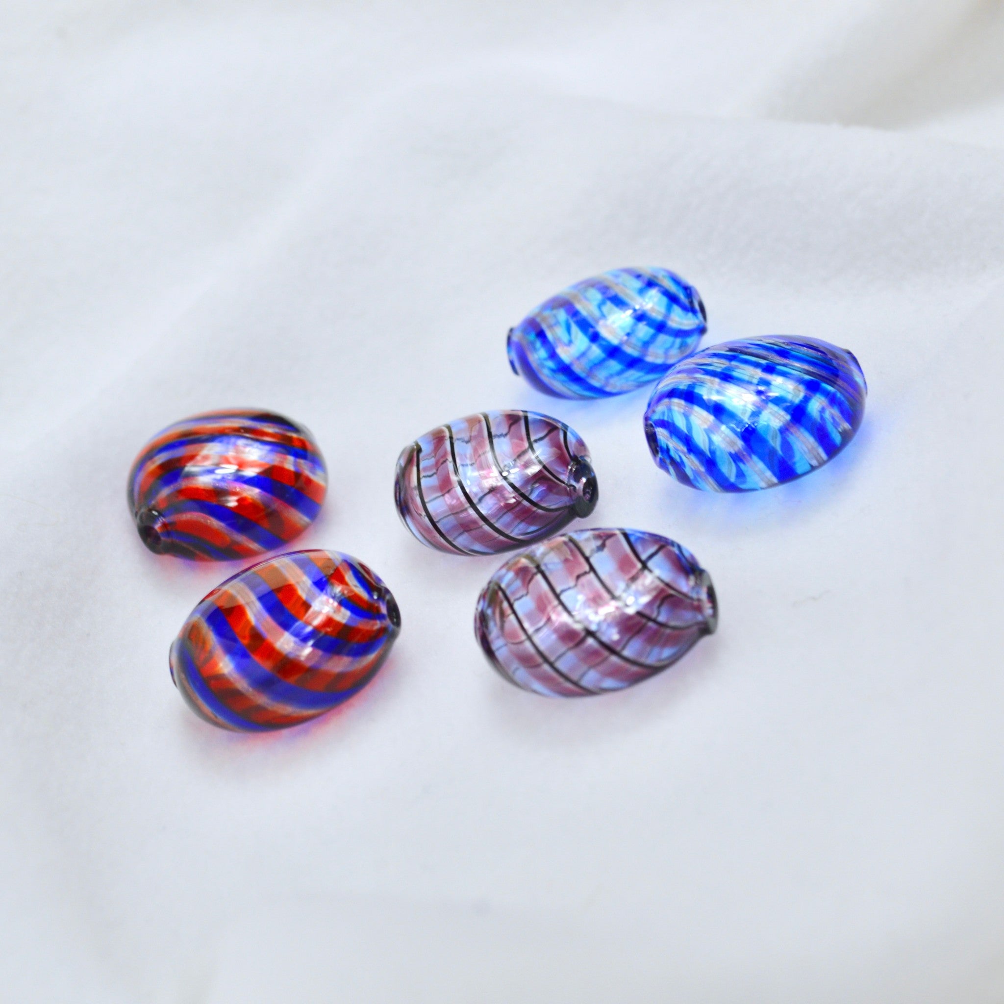 Murano Glass Blown Long Oval Shaped Beads