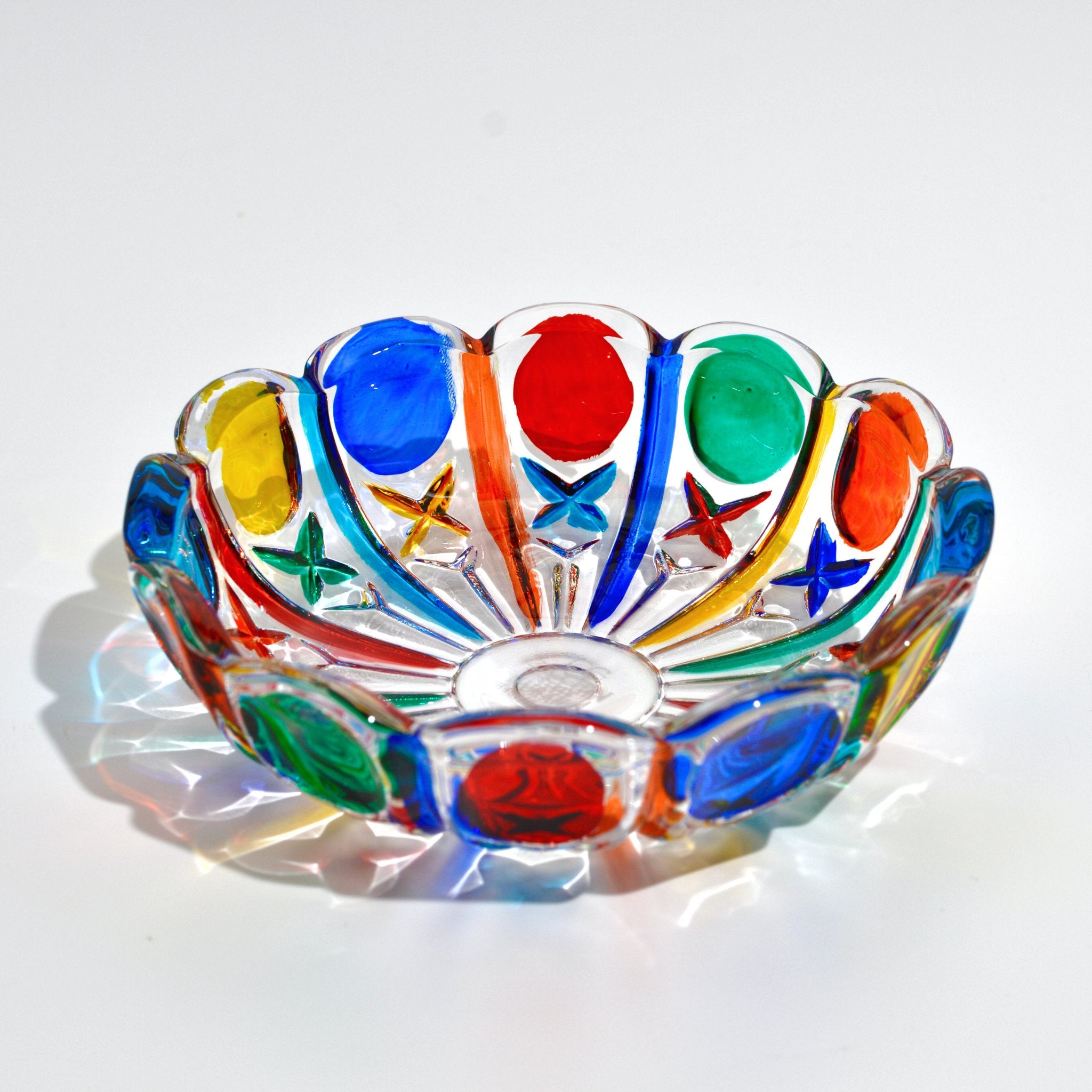 Rear view of the Piccola Italian Crystal Small Candy Bowl by MyItalianDecor, showcasing its elegant decorative design.