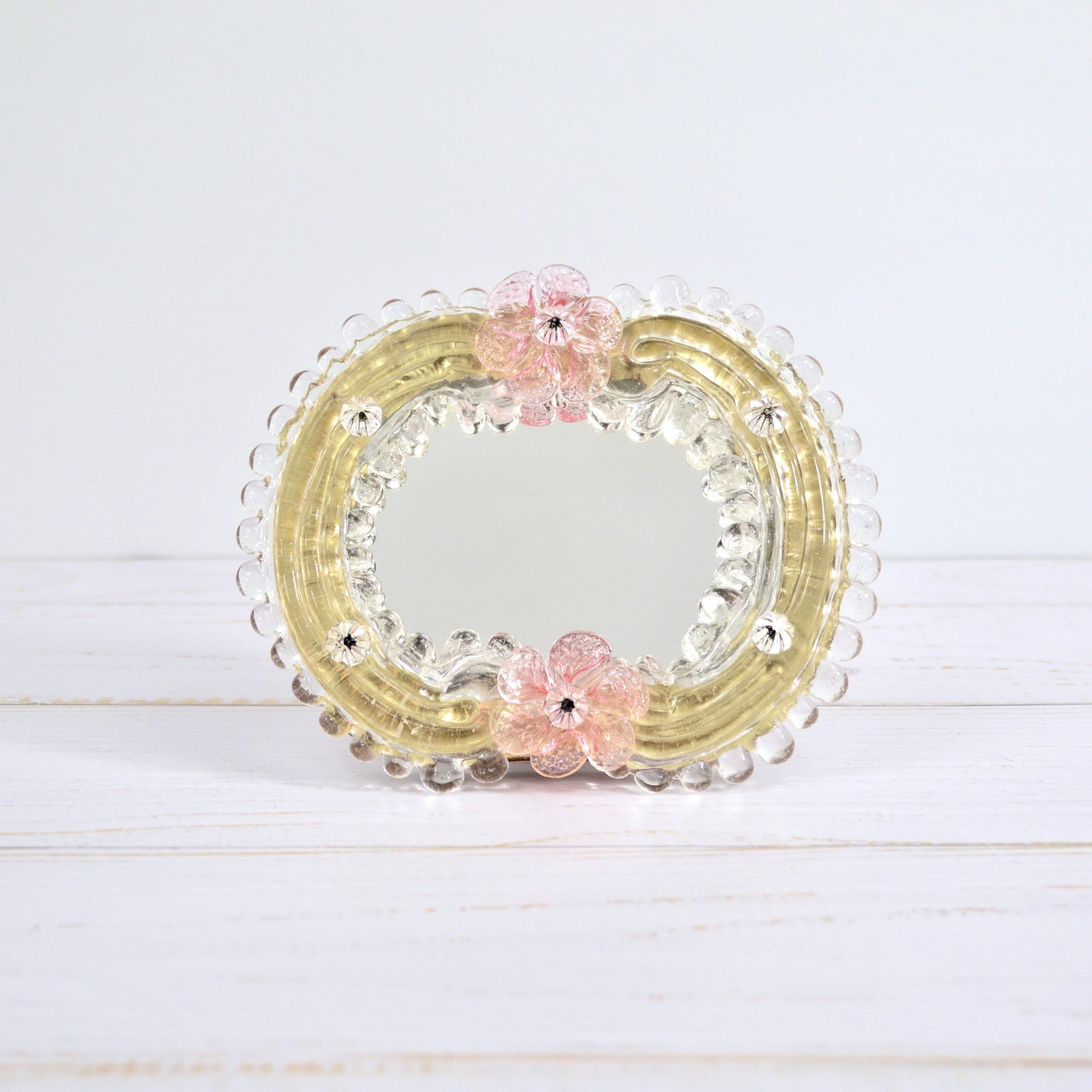 Murano Glass Mini Standing Vanity Mirror, Made In Italy - My Italian Decor