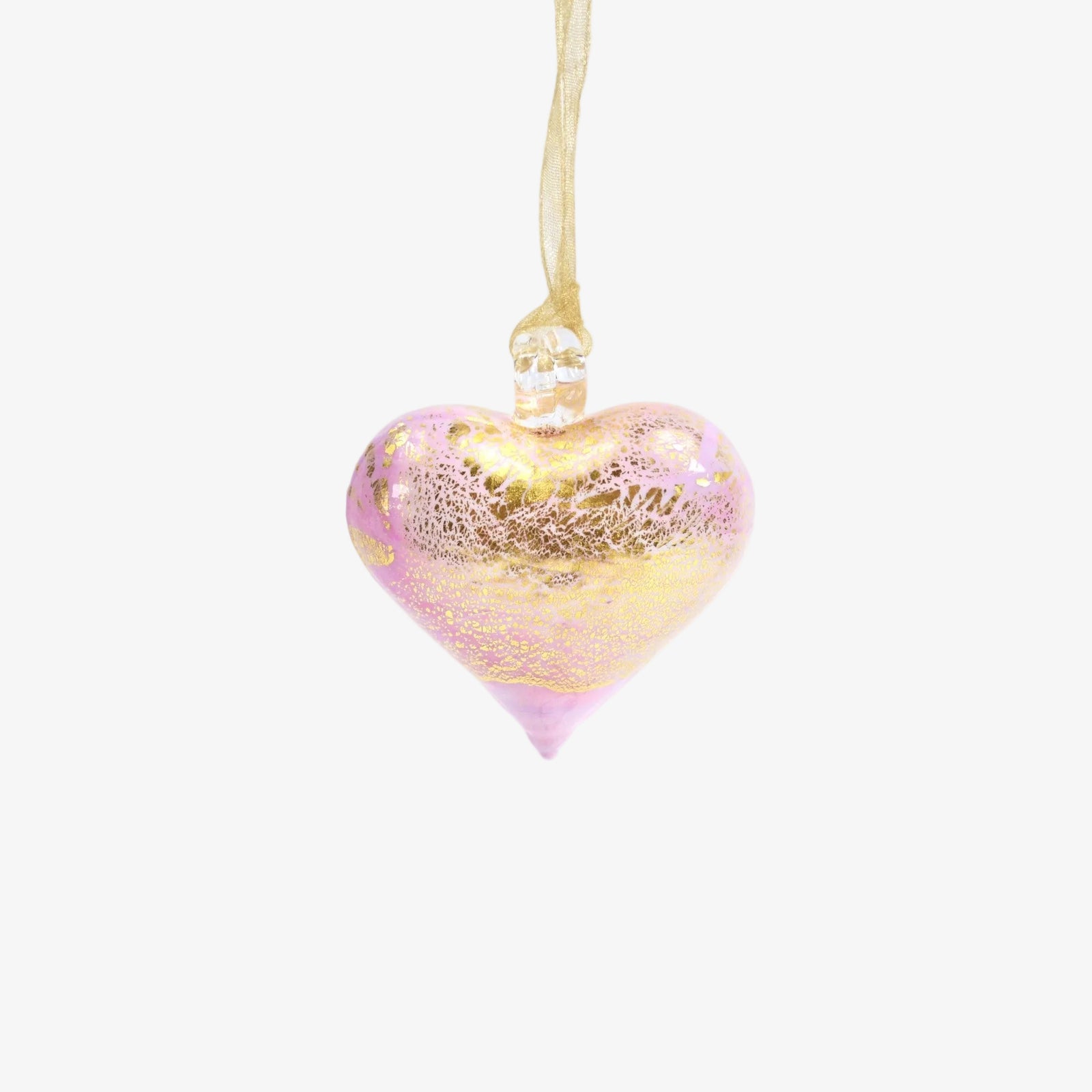 Colorful Murano glass small heart ornament from Italy, perfect as a holiday decoration, handcrafted by MyItalianDecor.