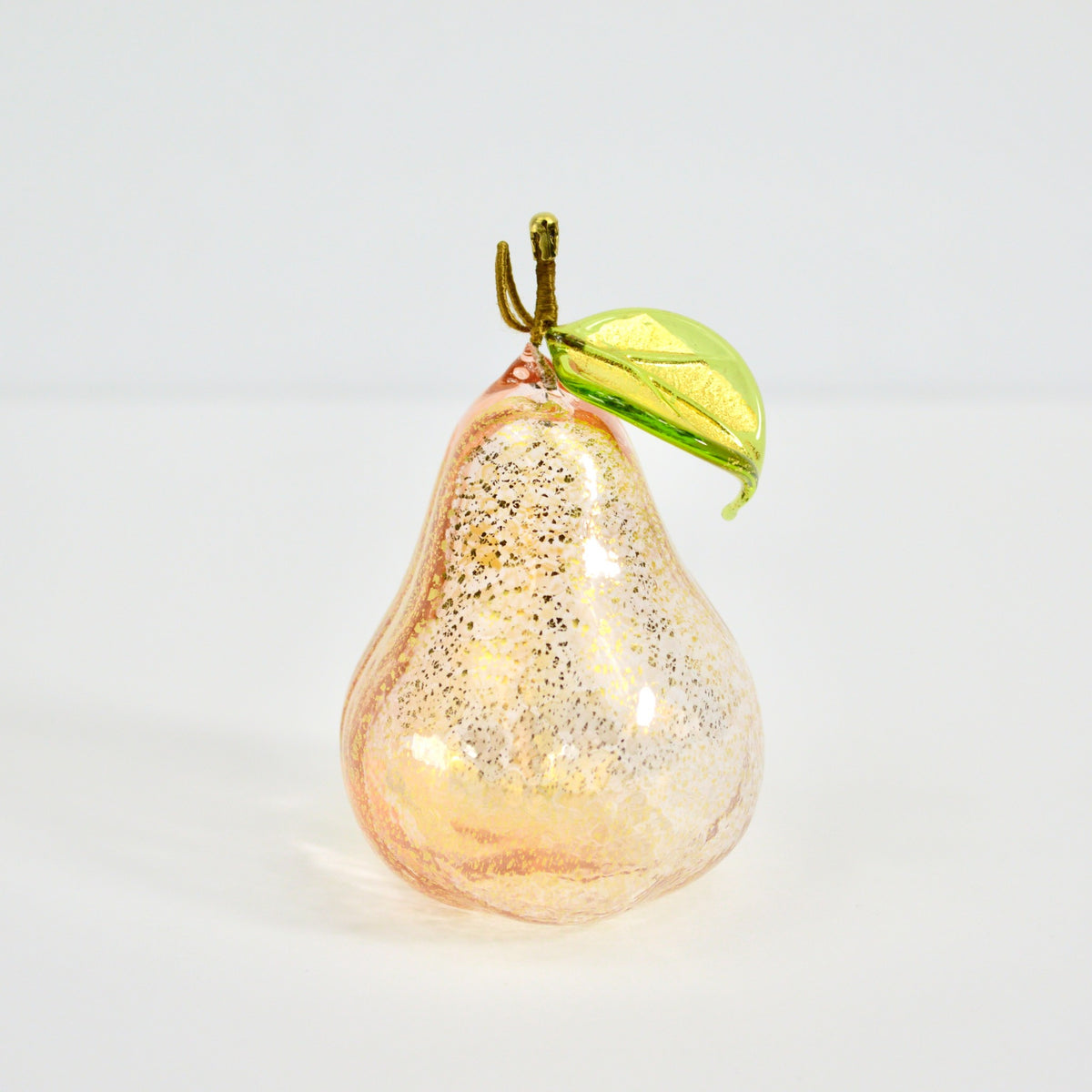 Murano Glass Blown Pear with Gold Foil, Ornament, Made In Italy, Gift Idea