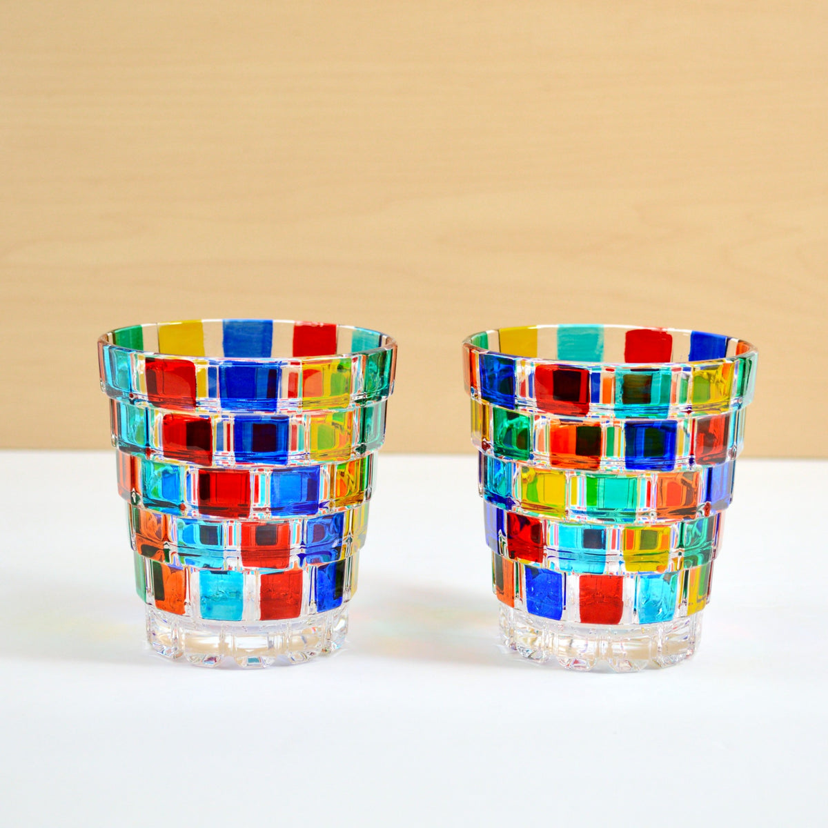 Hand- Painted Italian Crystal Pisa Short Drinking Glasses, Set of 2 - My Italian Decor
