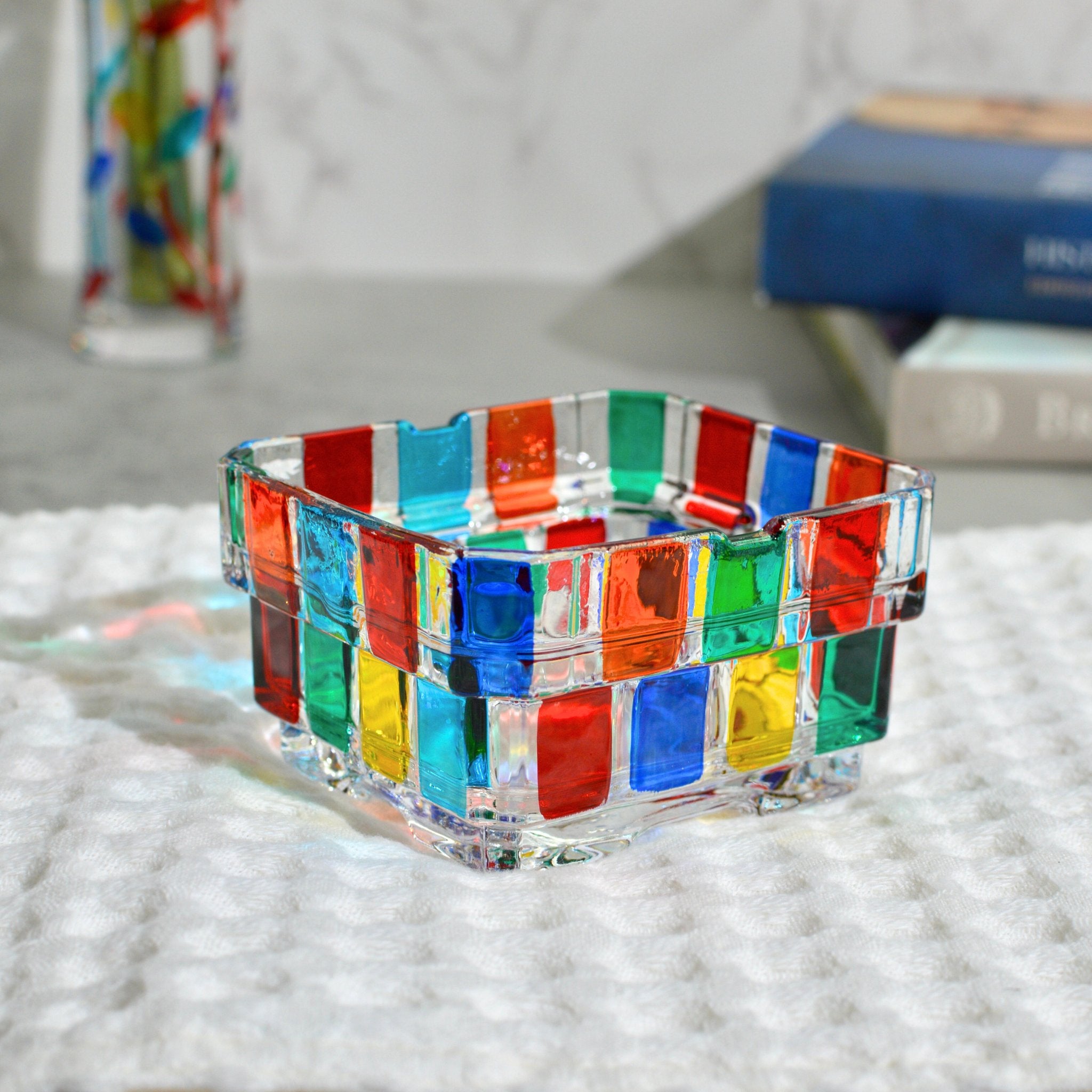 Small Pisa Italian Crystal Square Bowl by MyItalianDecor, decorative crystal bowl made in Italy with elegant design.