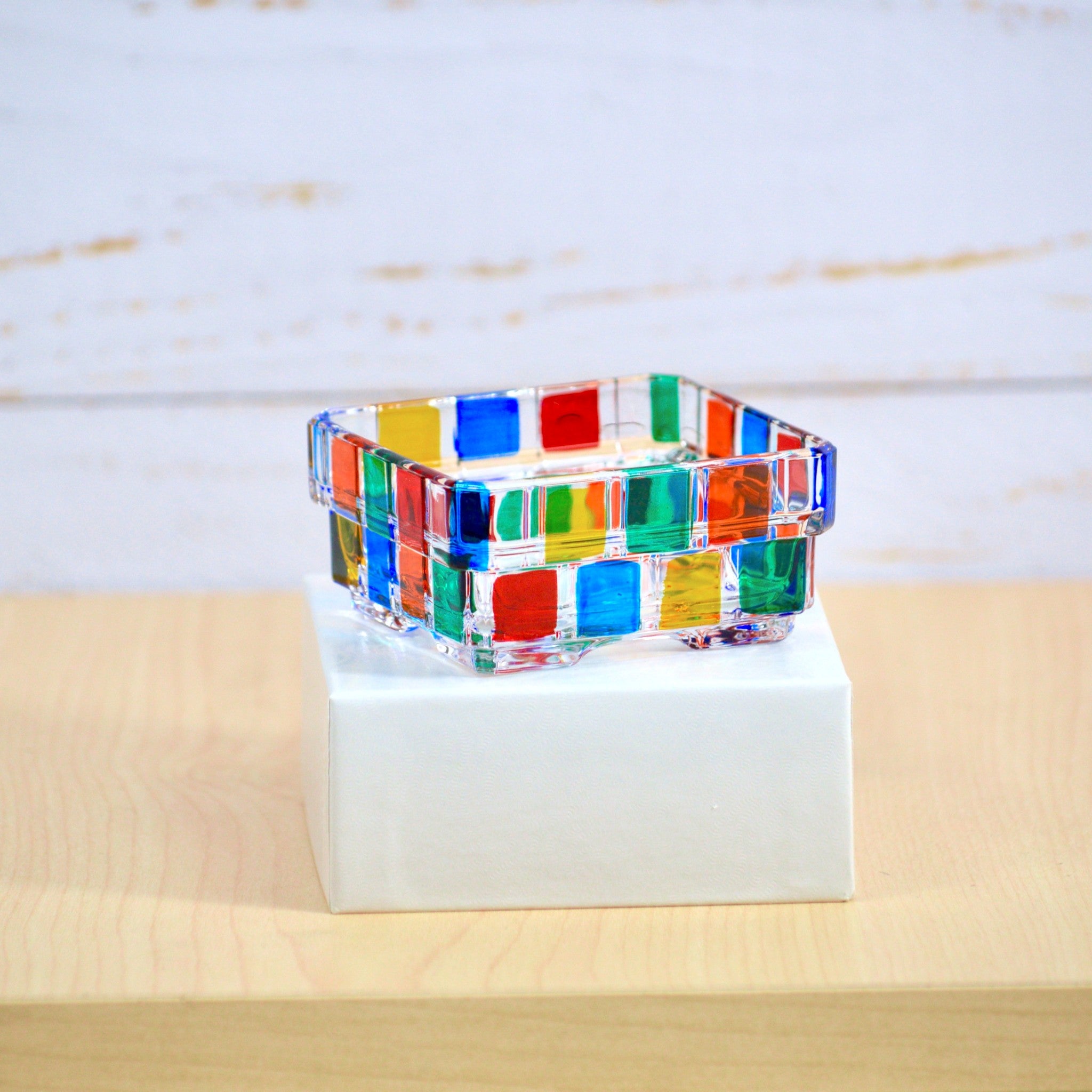 Small Pisa Italian crystal square bowl by MyItalianDecor, decorative crystal bowl for display or serving.