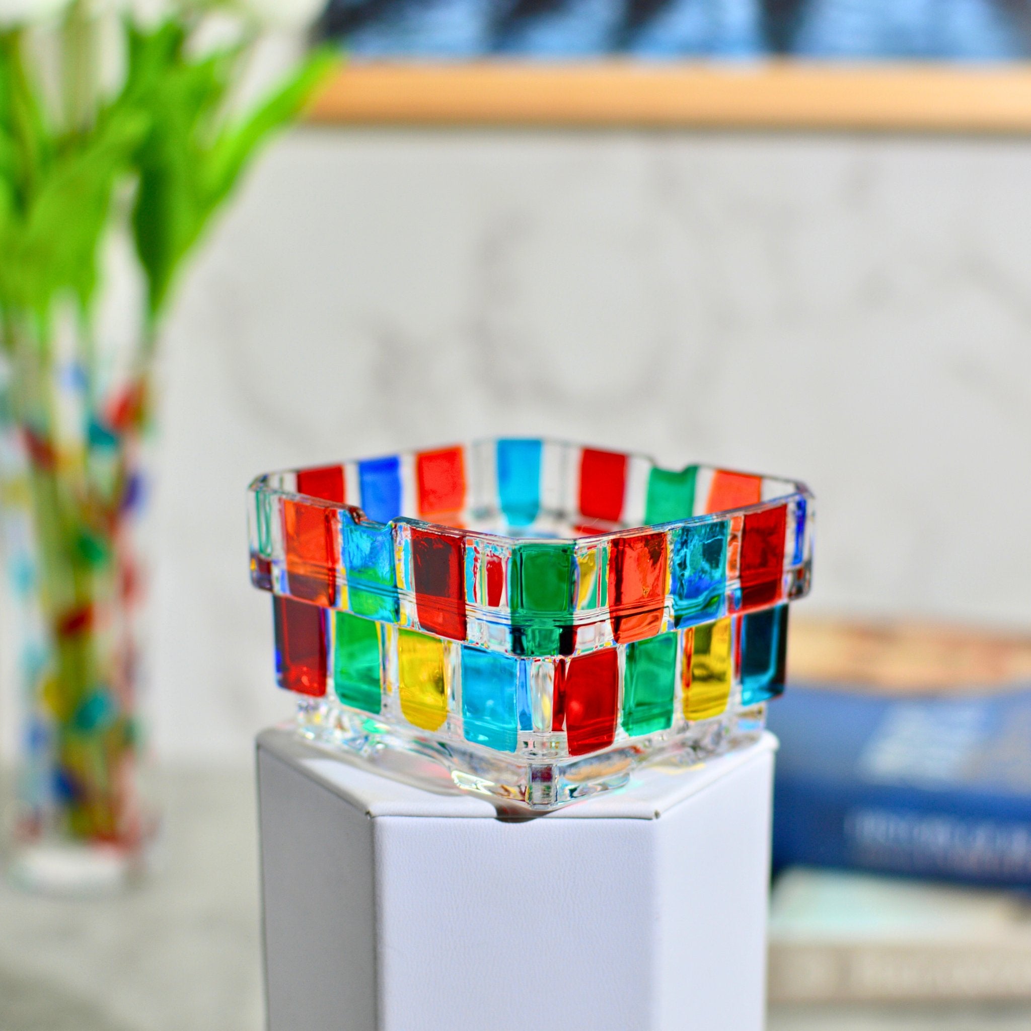 Small Pisa Italian crystal square bowl by MyItalianDecor, decorative crystal bowl made in Italy with elegant design.