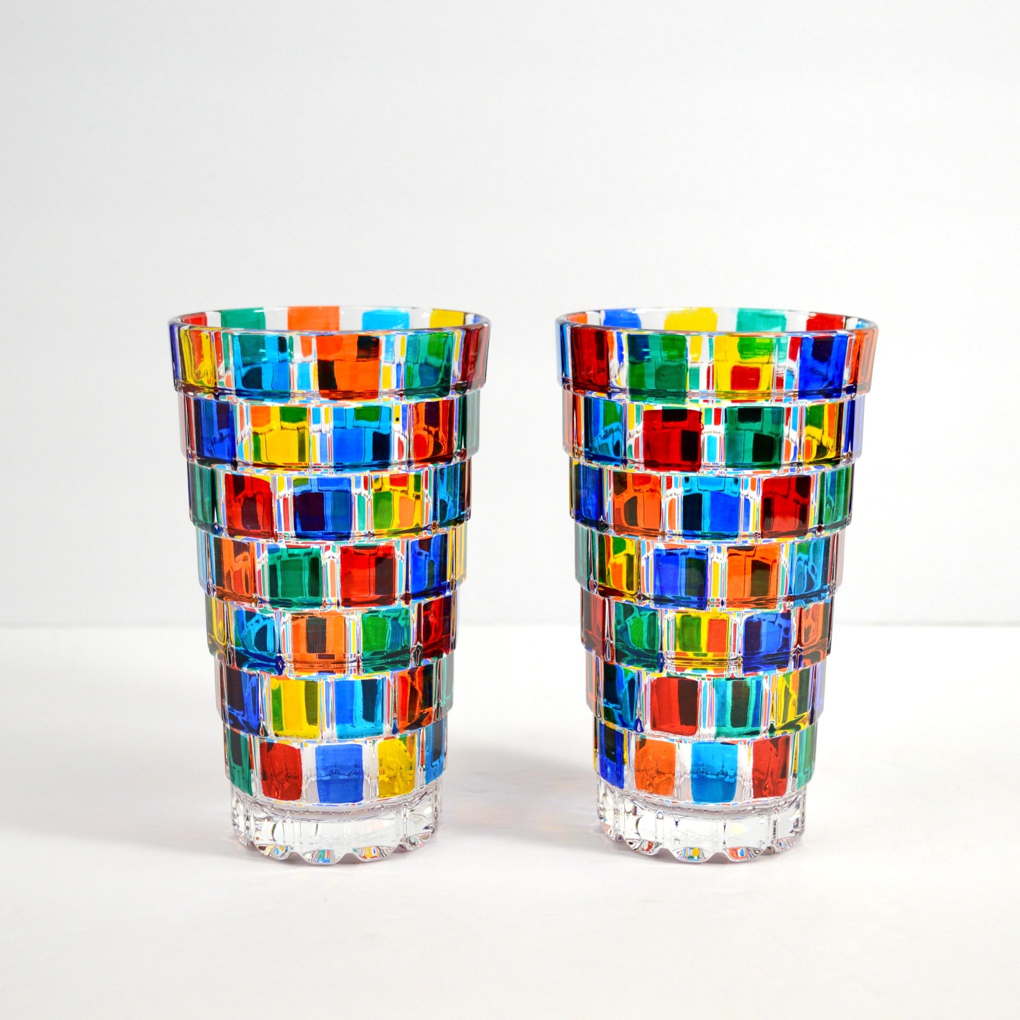 Hand-Painted Italian Crystal Pisa Tall Drinking Glasses, Set of 2 - My Italian Decor
