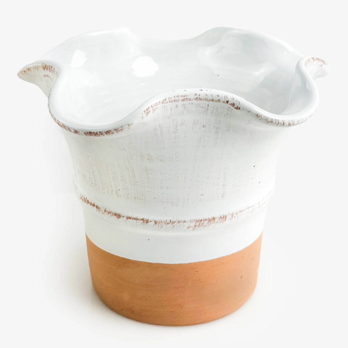 Glazed ceramic planter by My Italian Decor with a glossy finish, ideal for indoor or outdoor plant display.