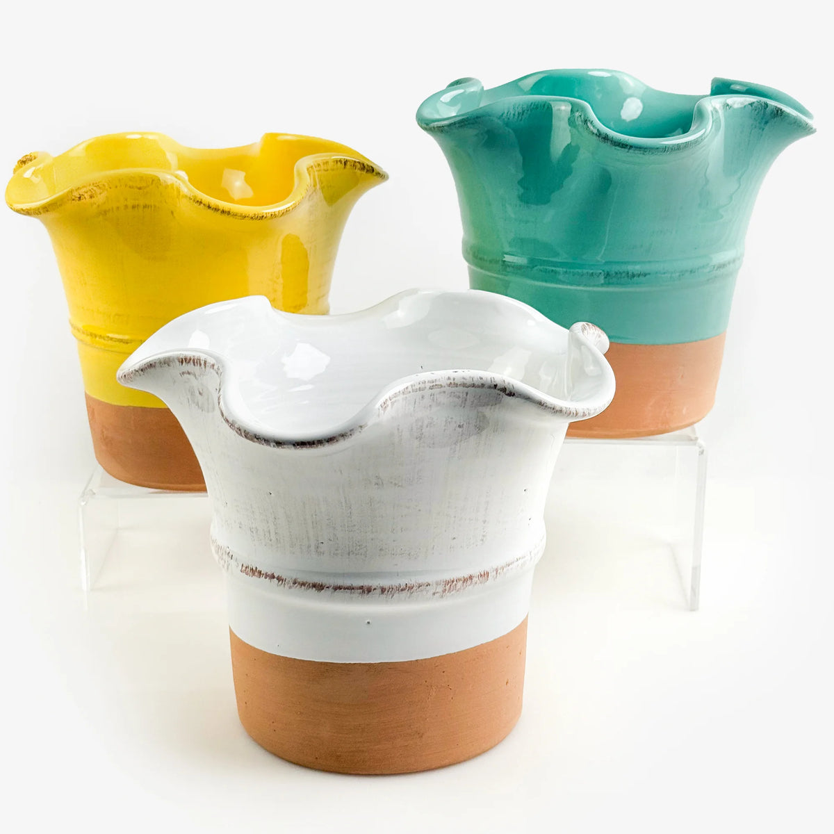 Glazed ceramic planter by My Italian Decor, made in Italy, featuring a glossy finish and a stylish, rounded design.