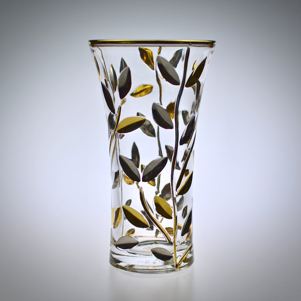 Italian Crystal Small Flowervine Vase, Platinum and Gold - My Italian Decor