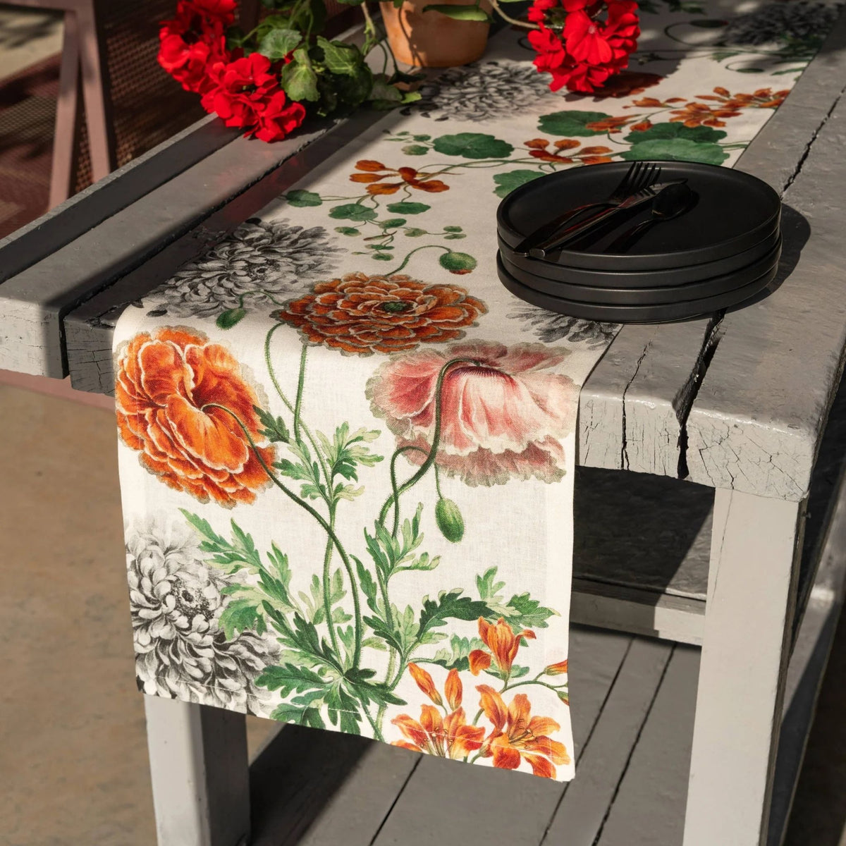 Table Runner, 100% Linen, Fruit &amp; Floral, Choose your style, Made in Italy