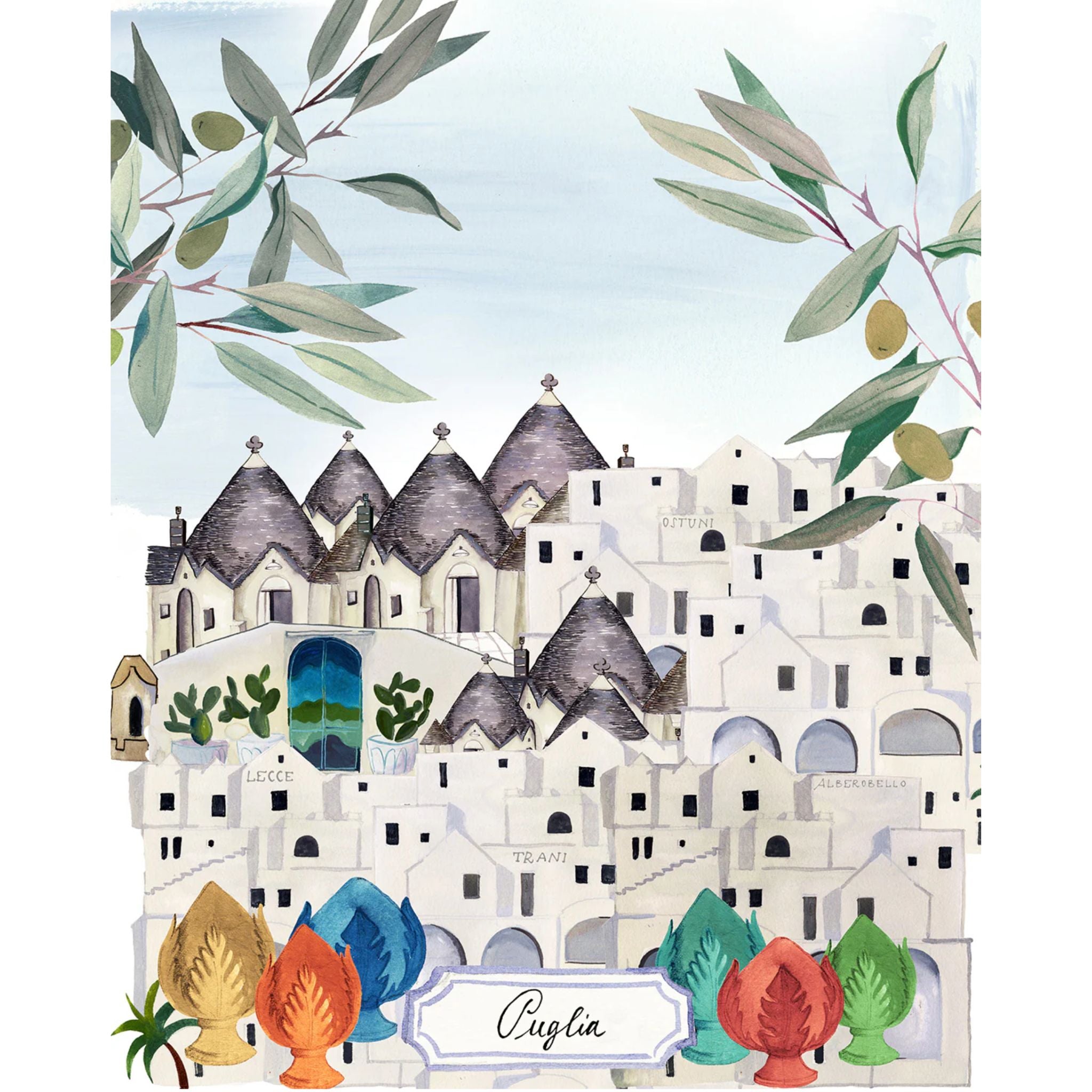 Puglia Bell'Italia kitchen towel by My Italian Decor, 100% linen table linen with traditional Italian design and craftsmanship.