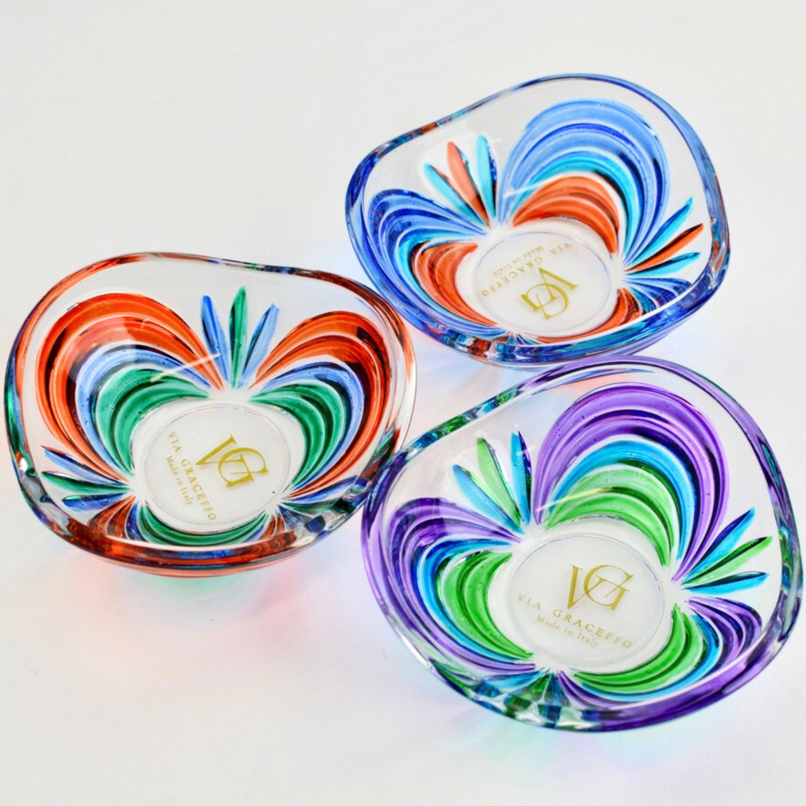 Italian Crystal Mini Dish - Rainbow Bowl - Venetian Glass - My Italian Decor