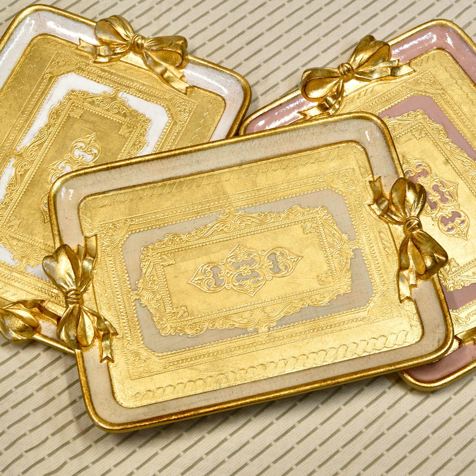 Florentine Carved Rectangle Bow Tray, Made in Italy - My Italian Decor