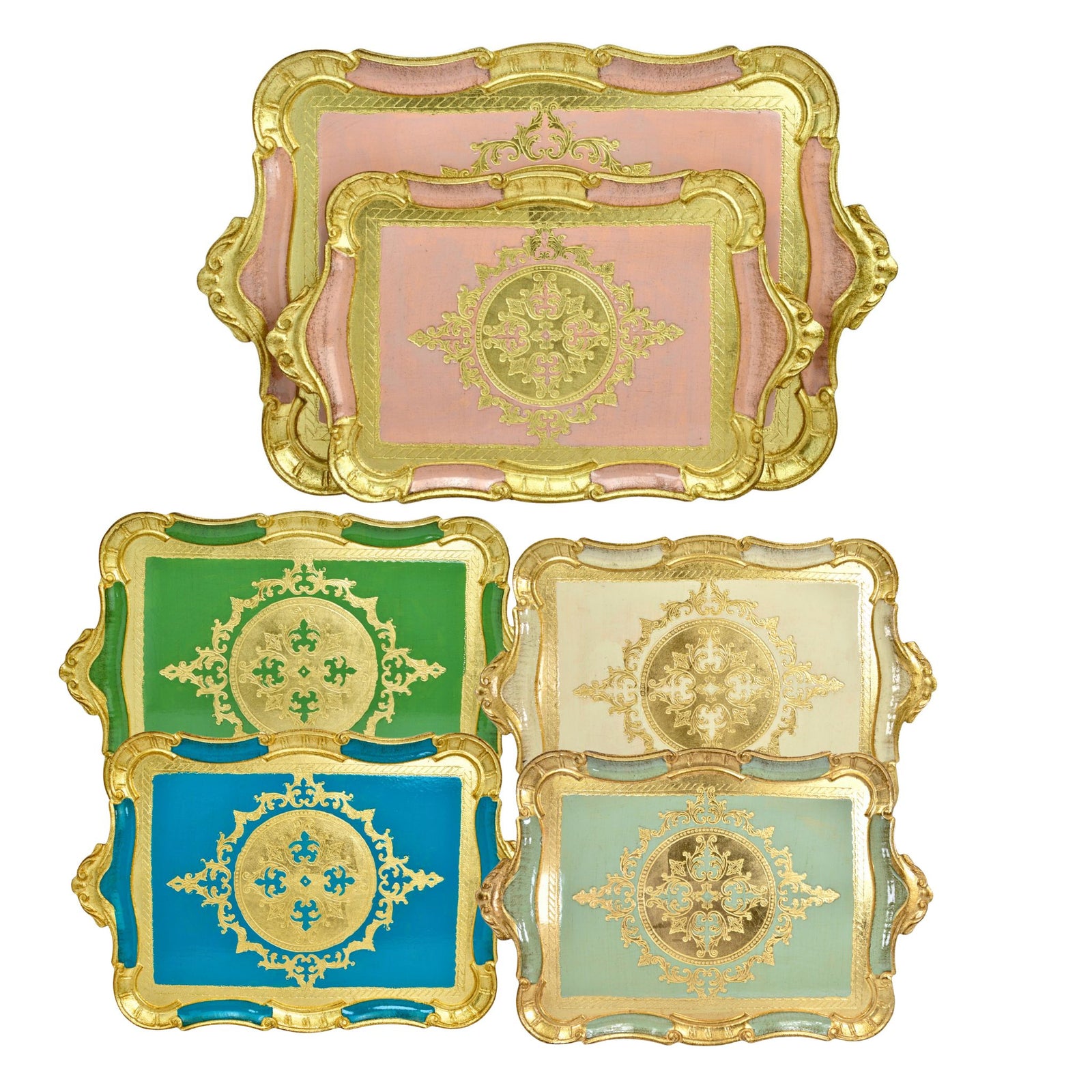 Florentine Carved Wood Tray, Rectangle with Scalloped Design - My Italian Decor