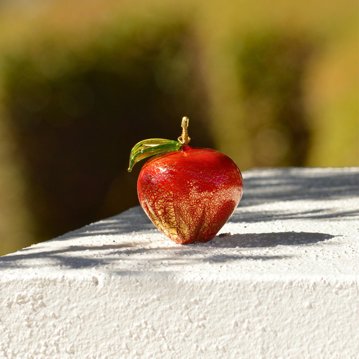 Murano Blown Glass Apple, 24k Gold Foil, Hand Blown in Italy