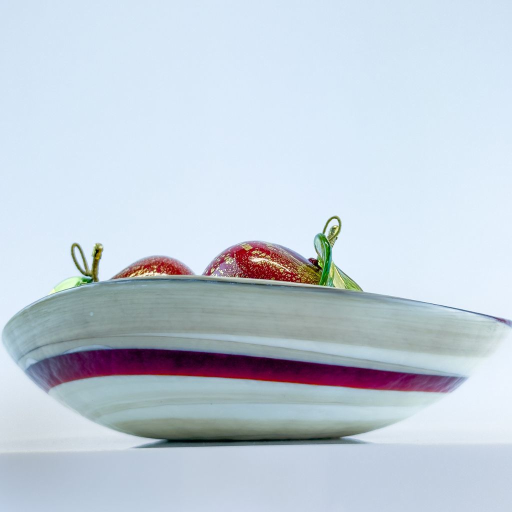 Murano Glass Red Apples in Bowl Set, Made in Italy - My Italian Decor