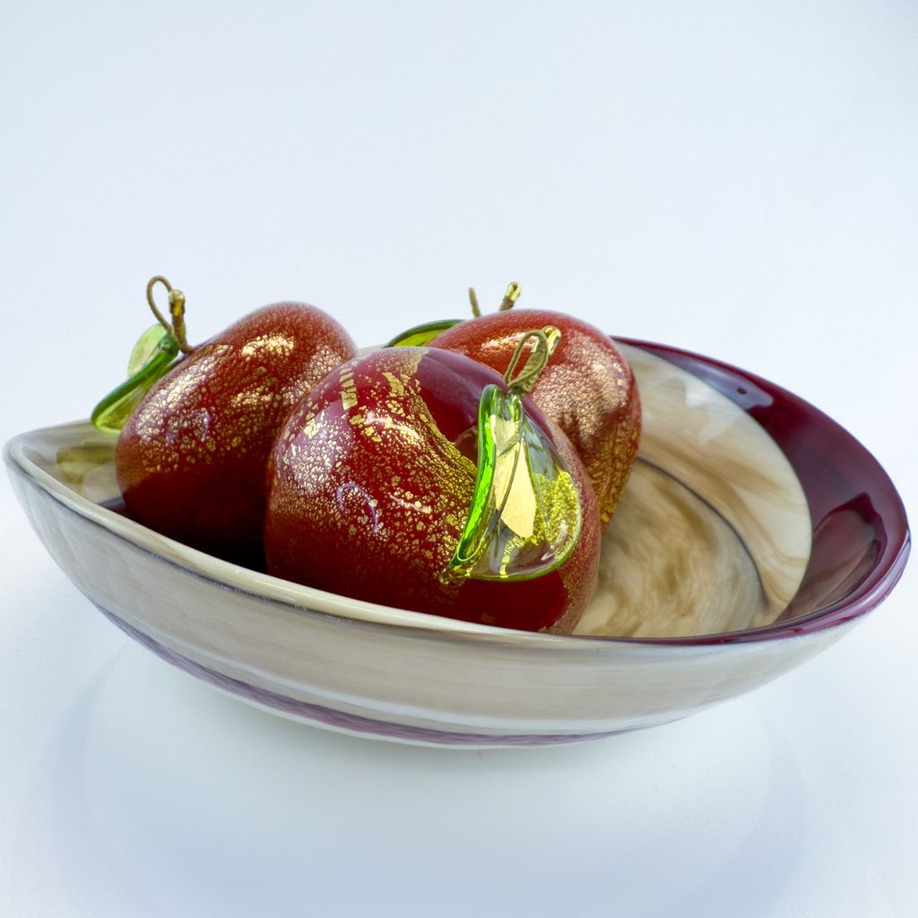 Murano Glass Red Apples in Bowl Set, Made in Italy - My Italian Decor