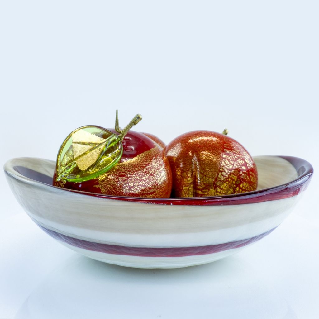 Murano Glass Red Apples in Bowl Set, Made in Italy - My Italian Decor