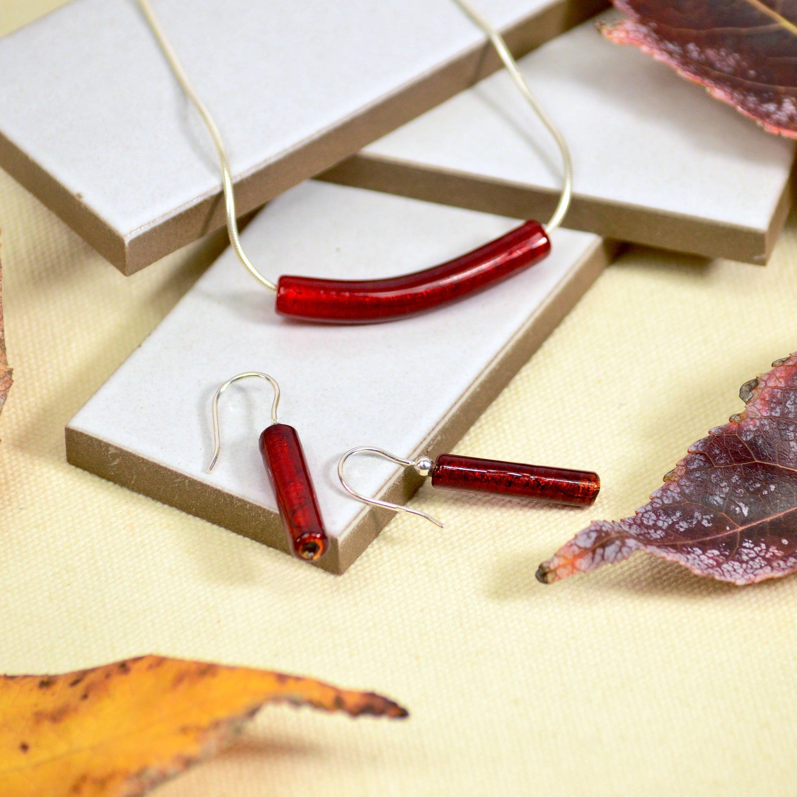 Murano Glass Giulia Necklace, Earrings, Red - My Italian Decor