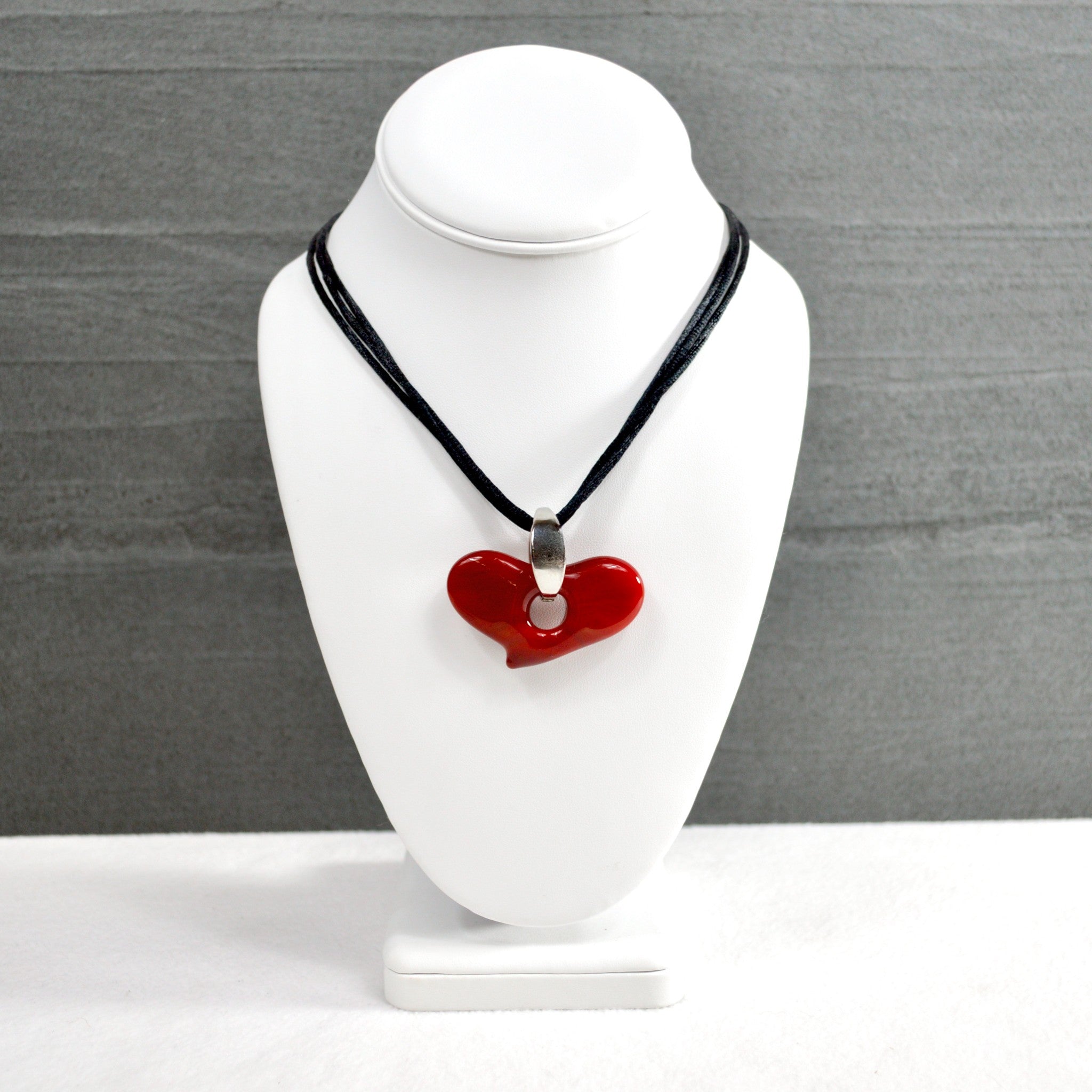 Murano Glass Solid Heart Pendant Necklace, Medium or Large, Made in Italy - My Italian Decor