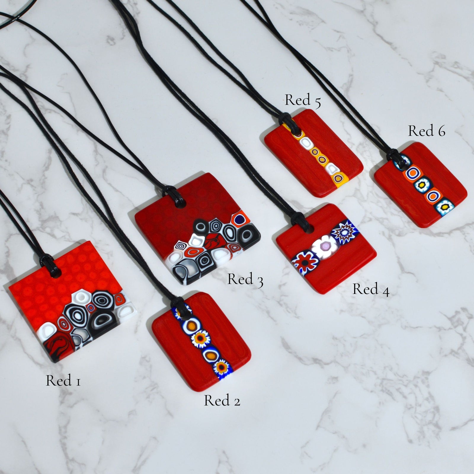 Piastra Millefiori Red Glass Pendant Necklace, Made in Italy - My Italian Decor