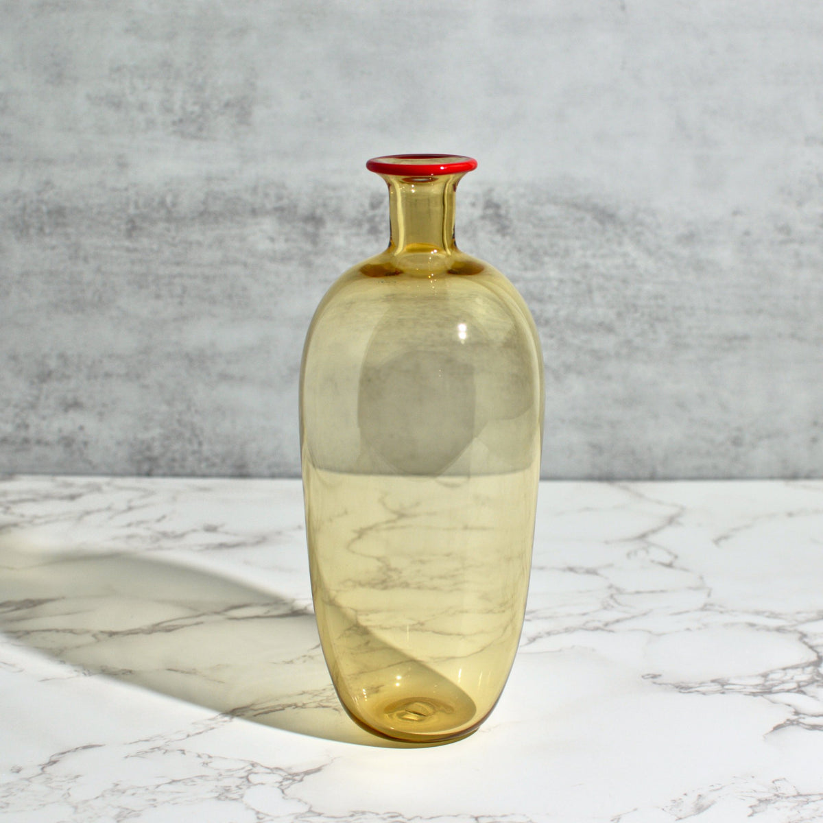 Collectible Red Rim Art Glass Vase/Vessel, Made in Murano, Italy - My Italian Decor