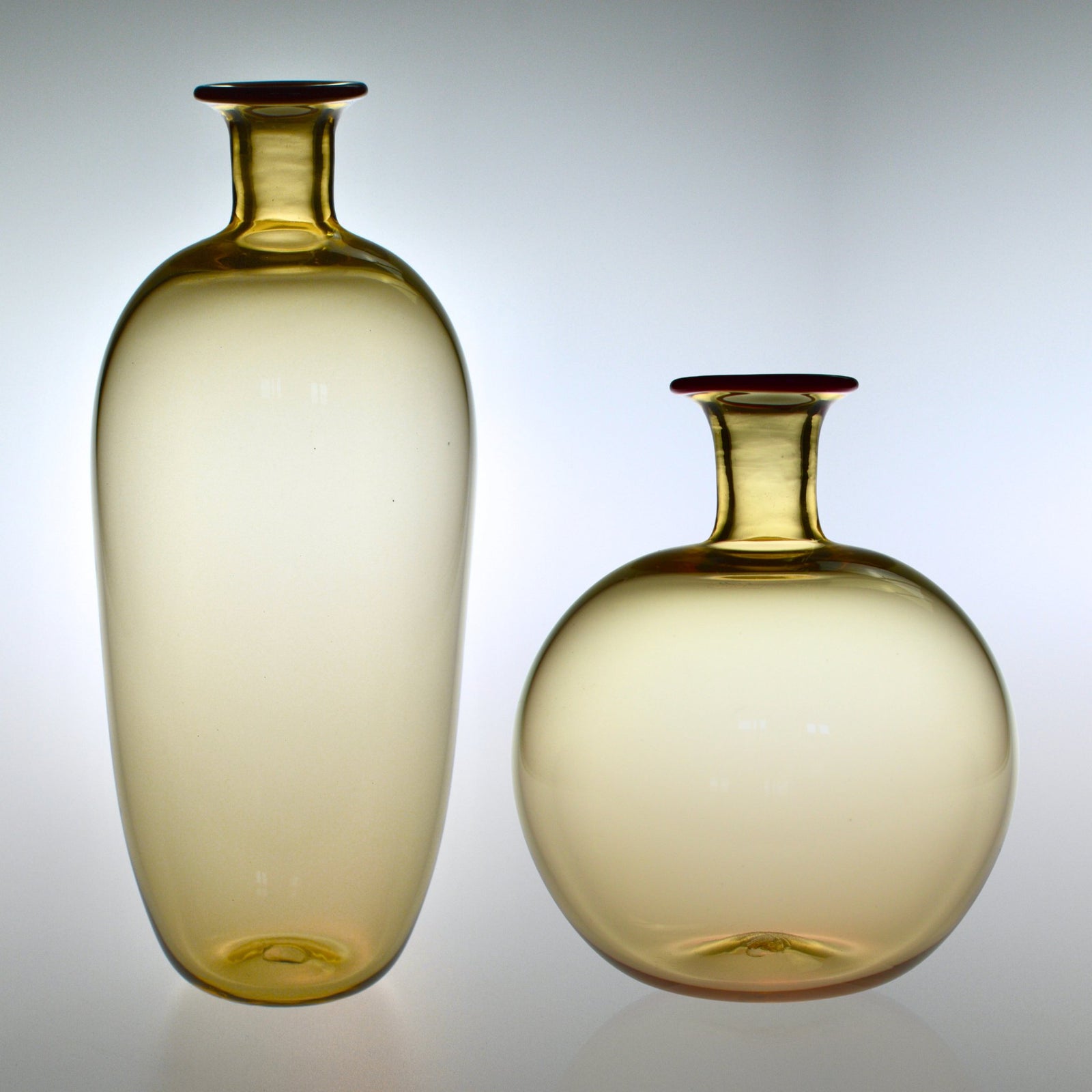 Collectible Red Rim Art Glass Vase/Vessel, Made in Murano, Italy - My Italian Decor