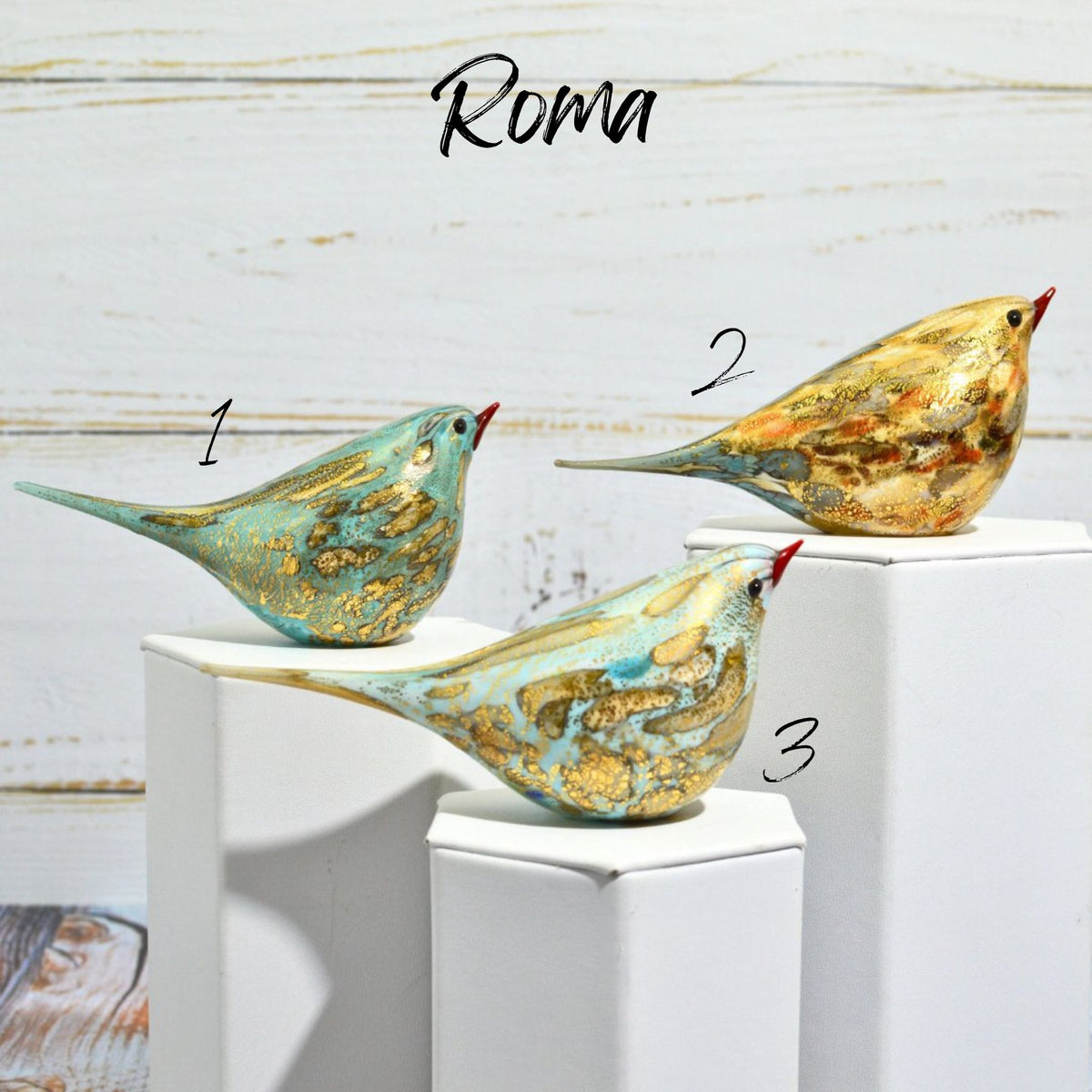 Roma Chirpie Bird, Sky Blue Murano Glass Figurine