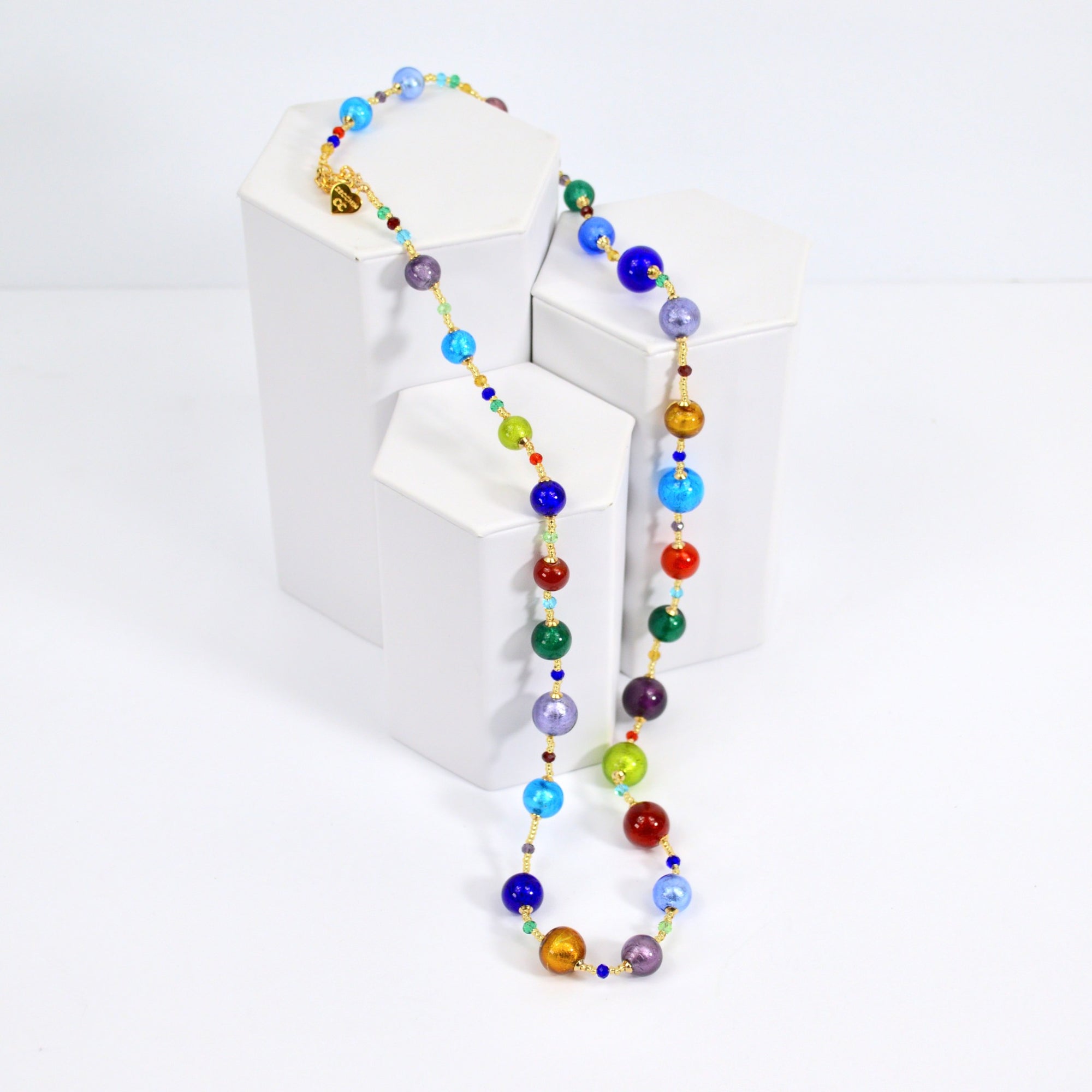 Roma Murano Glass Beaded Necklace, Multi-color glass beads, Made in Italy - My Italian Decor