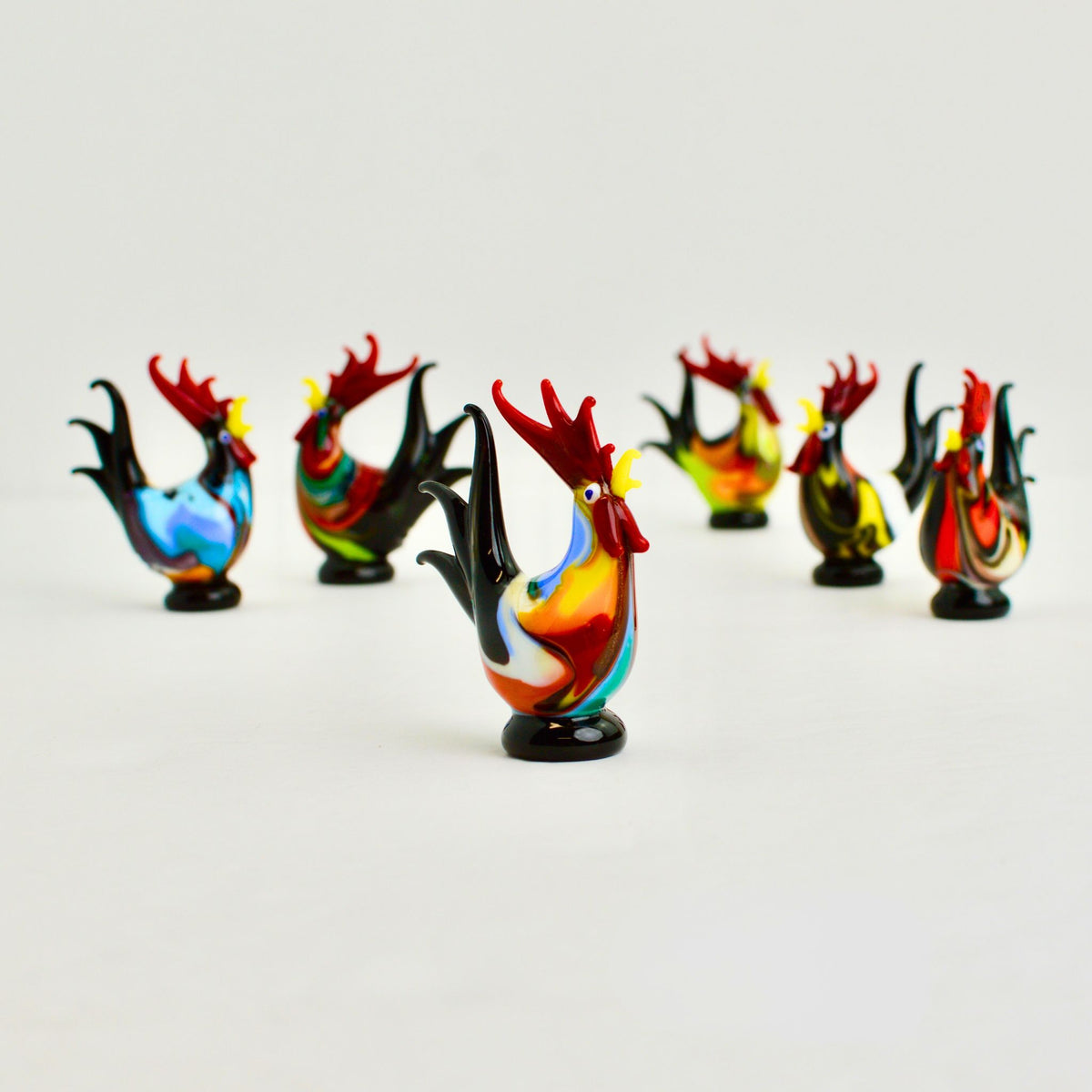 Marbled Murano Glass Rooster, Figurine, Made in Italy