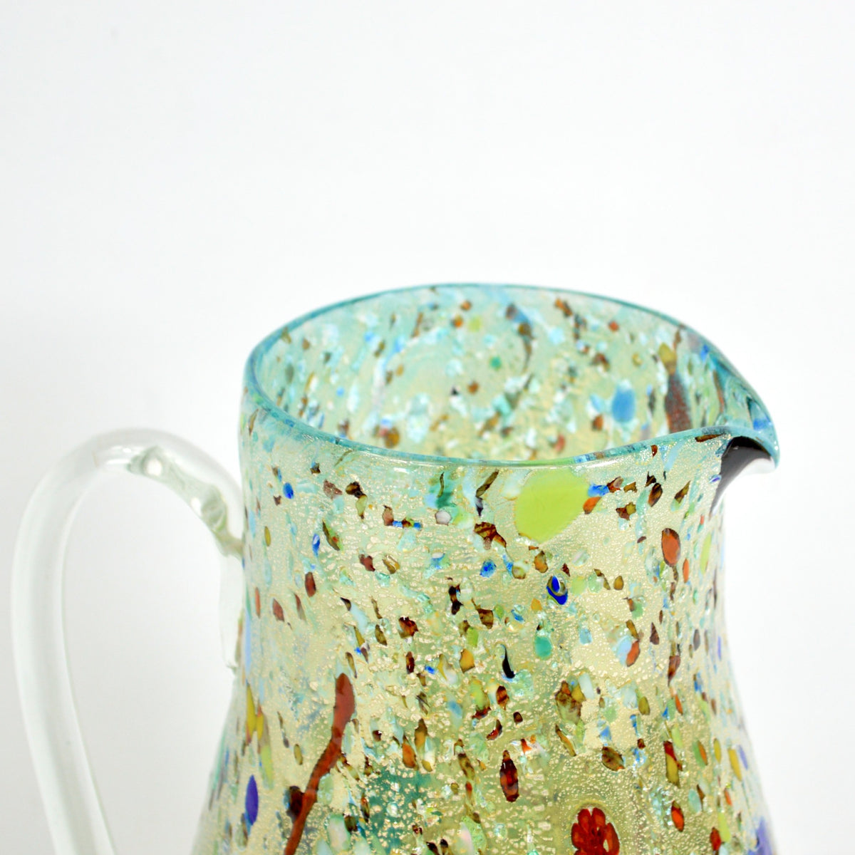 Alta Round Drink Pitcher in blue, Murano Glass with millefiori, Made in Italy - My Italian Decor
